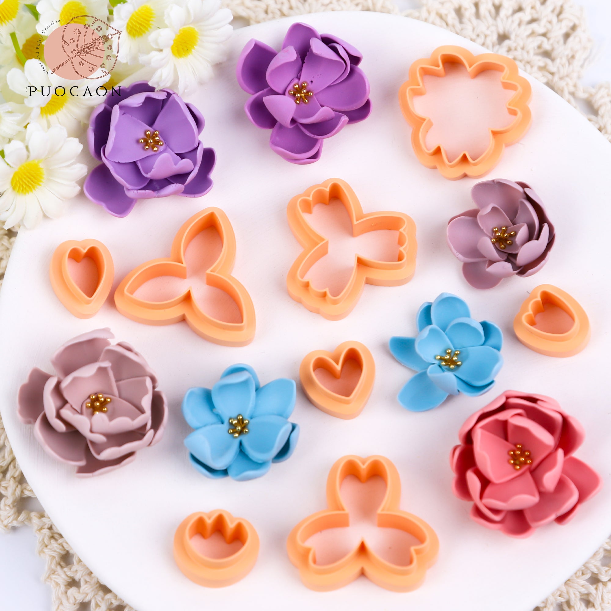 Puocaon Flower Petal Clay Cutters 10 Pcs