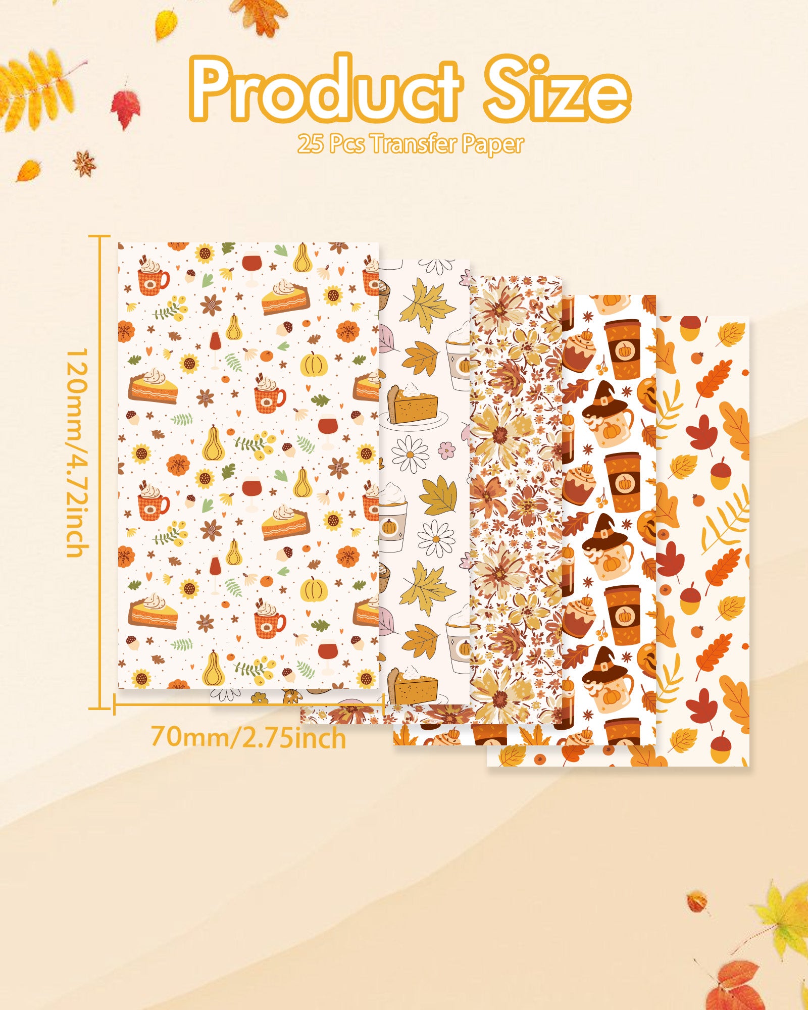 Puocaon Autumn Clay Transfer Paper 5 Design 25 Pcs