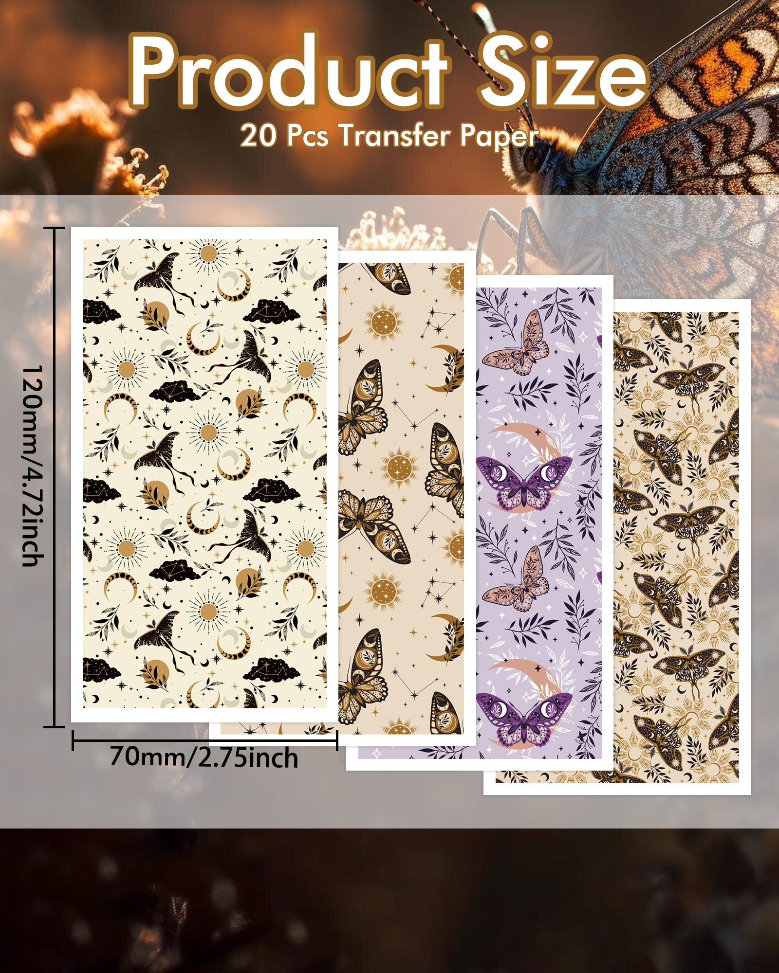 Puocaon Mystic Moth Polymer Clay Transfer Paper 20 pcs