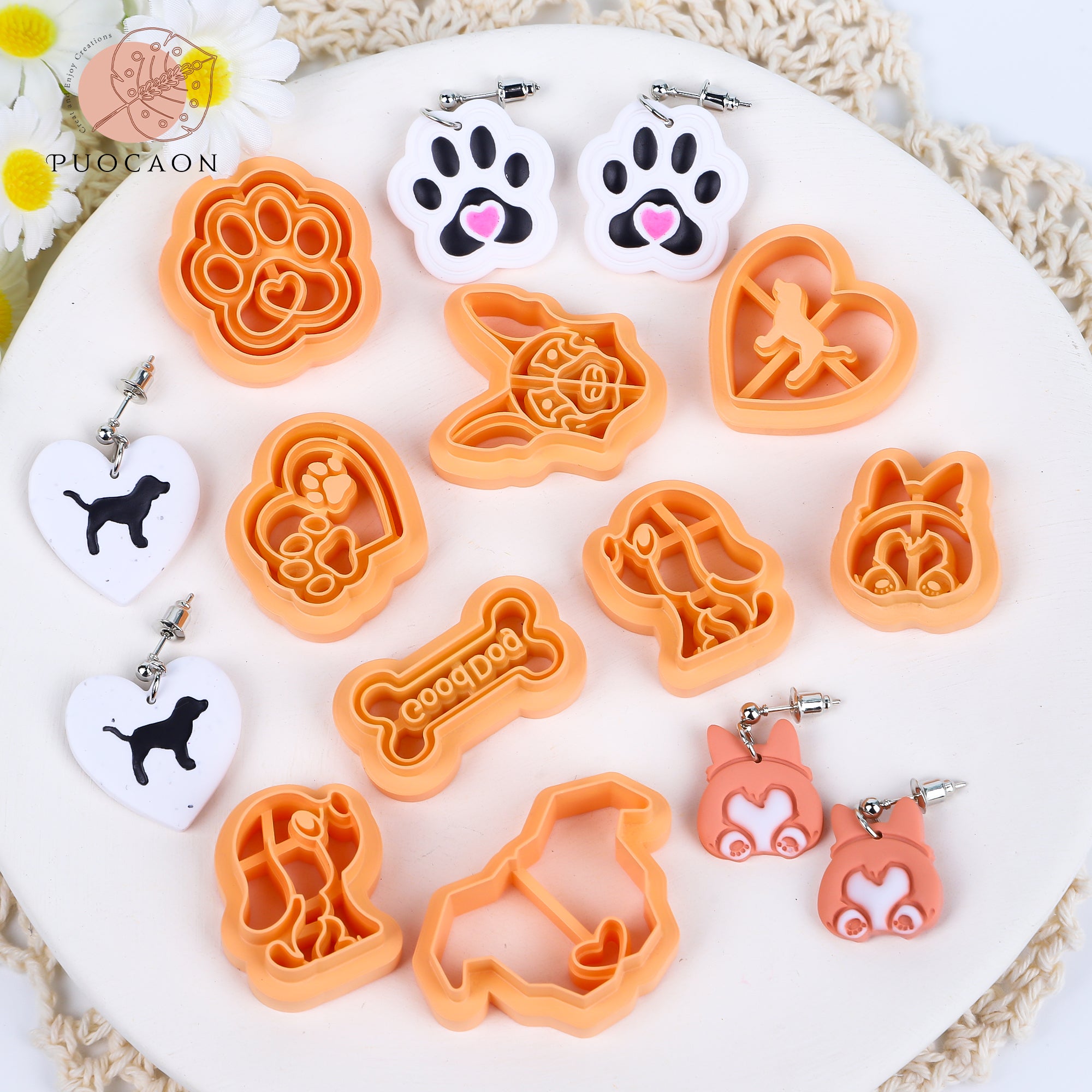 Puocaon Dog Fans Clay Cutters 10 Pcs