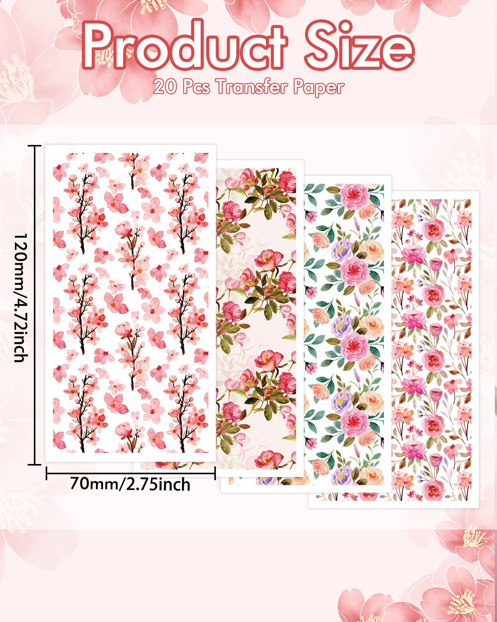 Puocaon Romantic Rose Transfer Paper 20 Pcs