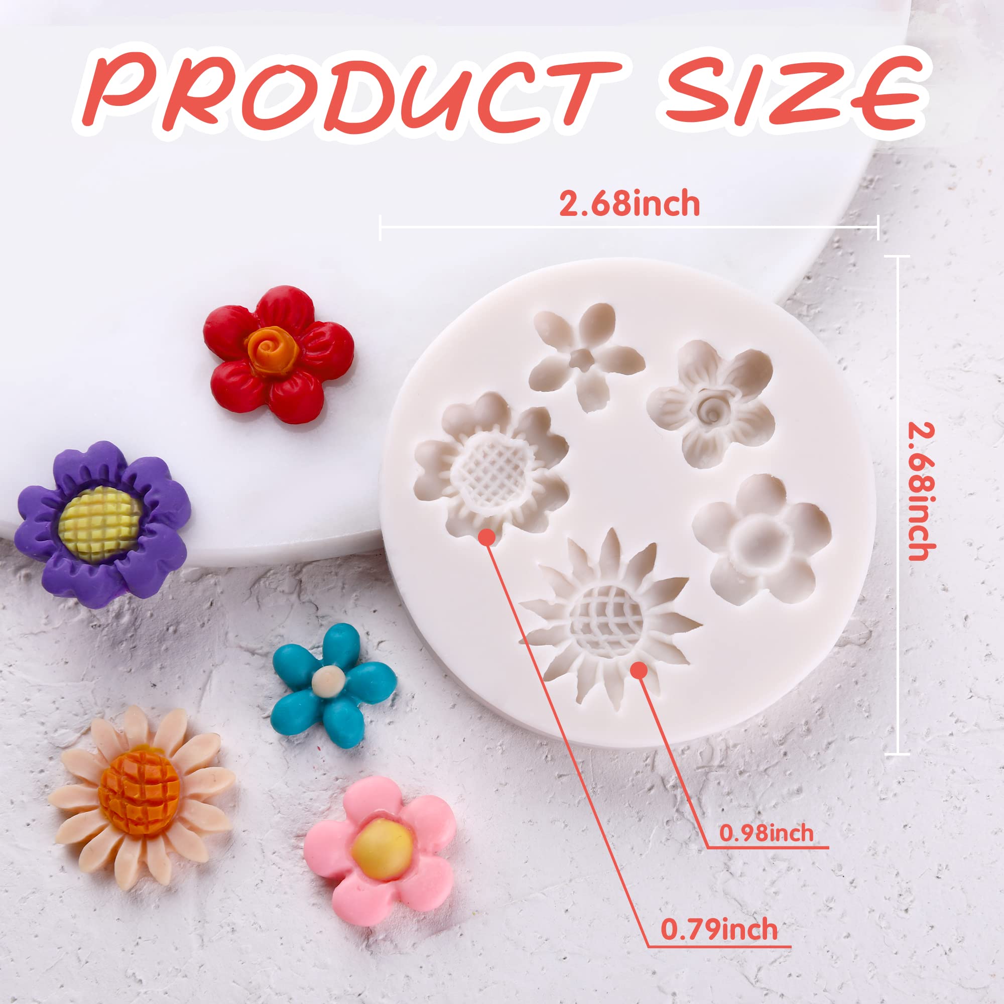 Puocaon Sunflower Polymer Clay Molds 5 Cavities Micro Flower