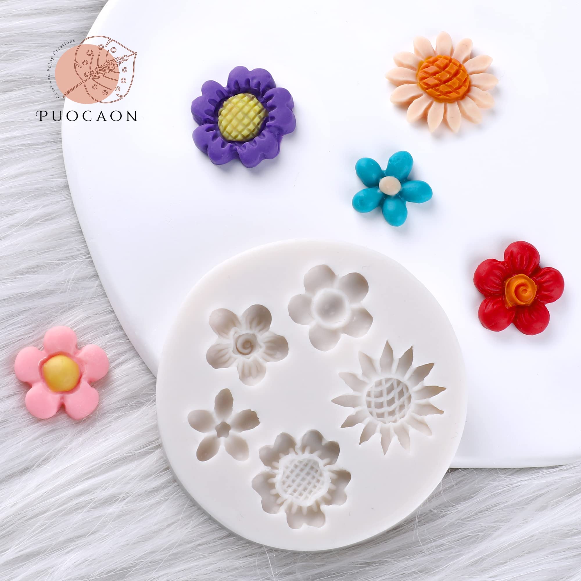 Puocaon Sunflower Polymer Clay Molds 5 Cavities Micro Flower