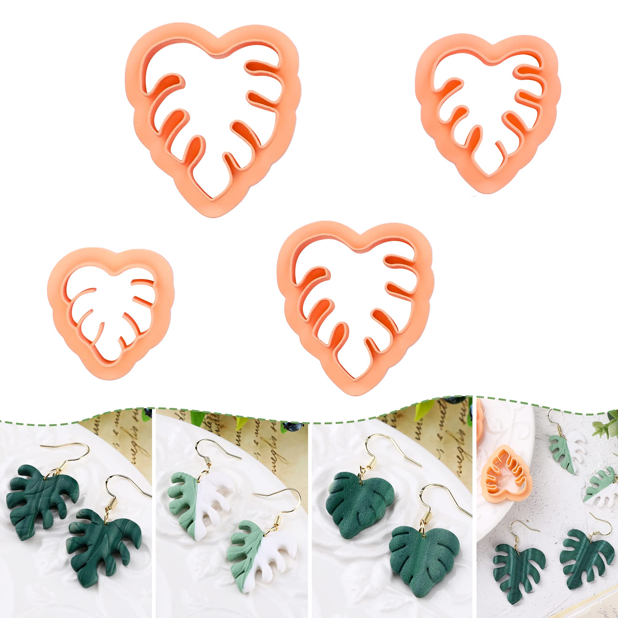 Puocaon Tropical Leaves Clay Cutters 4 pcs Monstera Leaves