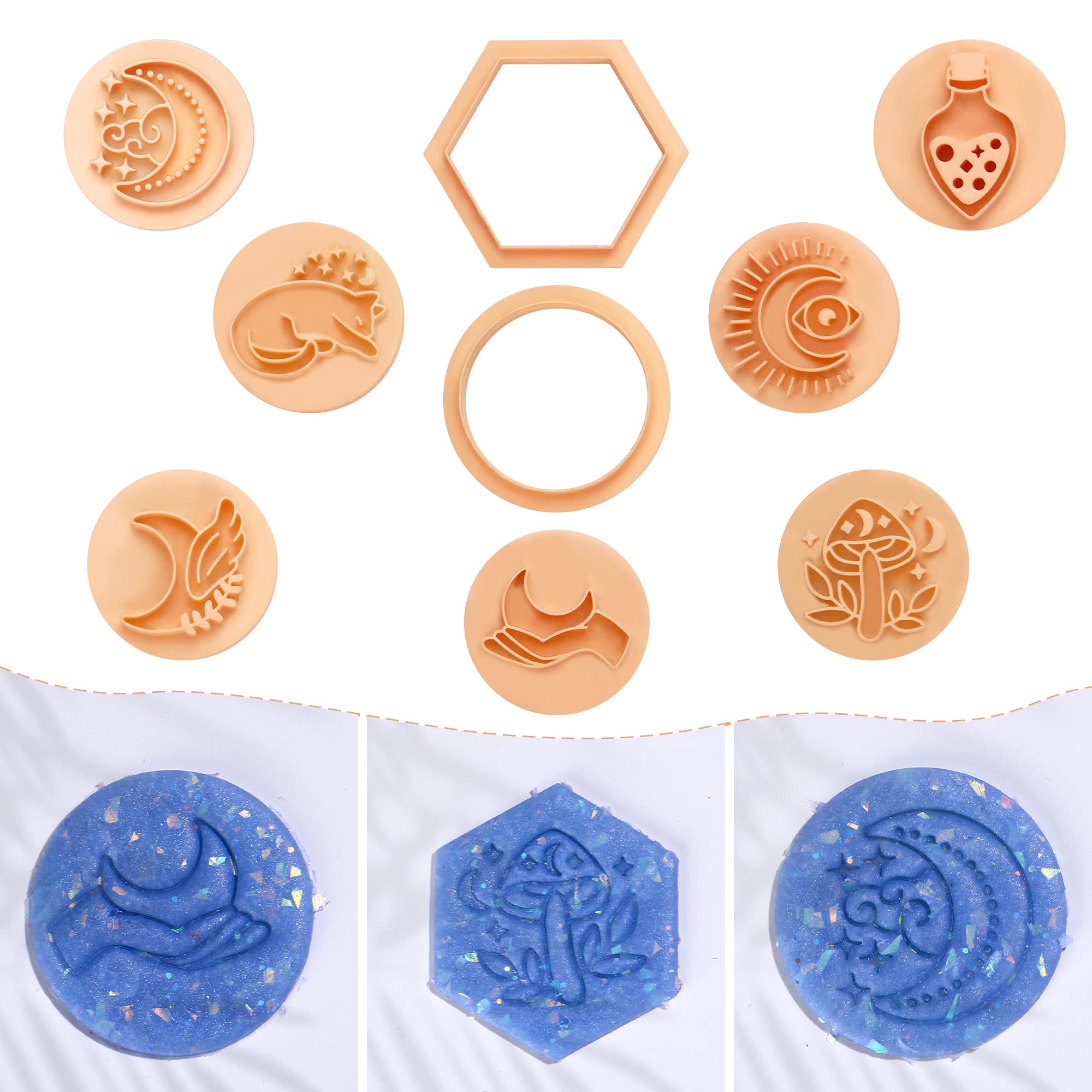 Puocaon Mystic Circle Hexagon Clay Stamps 7 Shapes