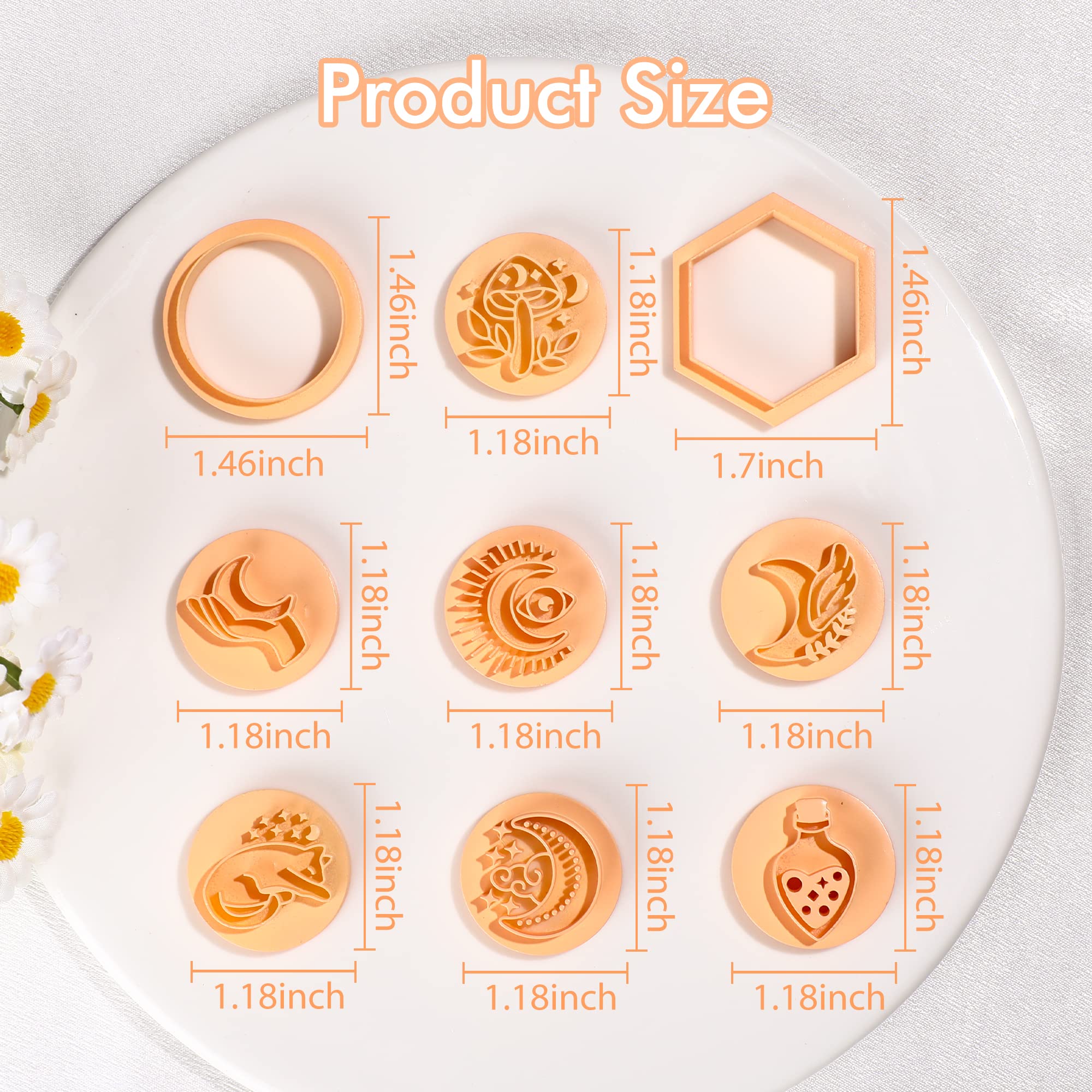 Puocaon Mystic Circle Hexagon Clay Stamps 7 Shapes