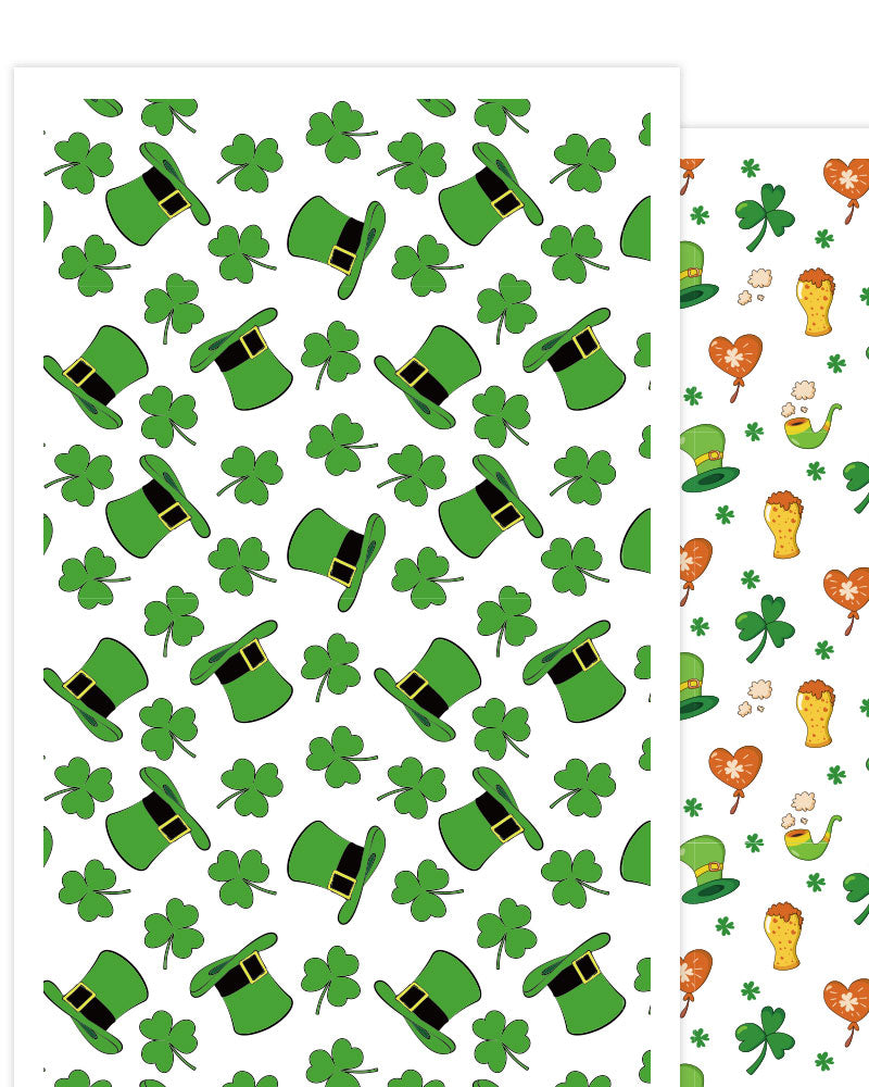 Puocaon Santa Patrick's Transfer Paper - 4 Design 20 Pcs Lucky Clover Polymer Clay Transfer Sheets, Leprechaun Transfer Paper for Polymer clay Earrings Making, Clover Polymer Clay Transfer Paper