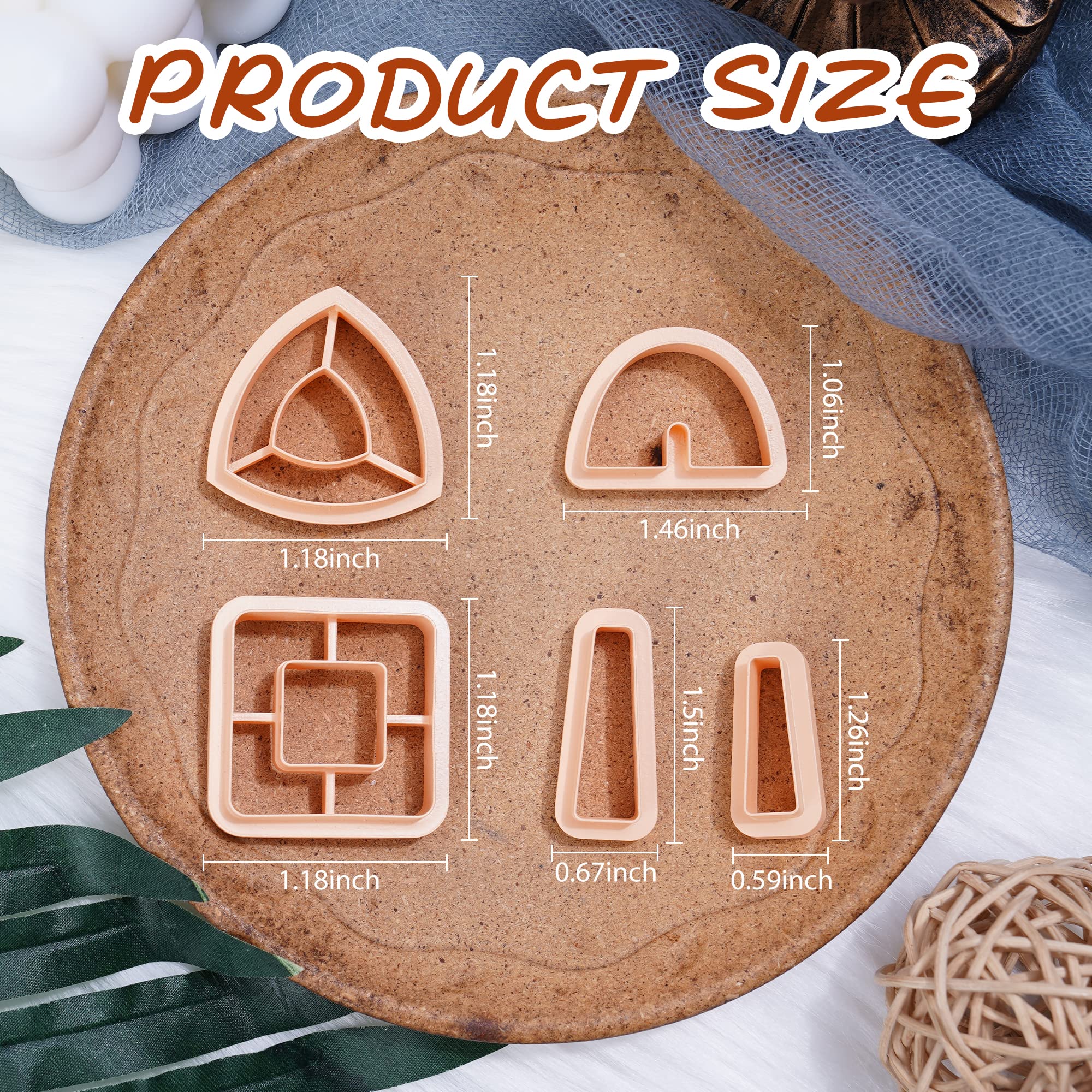 Puocaon Clay Cutters 5 Pcs Square Geometric Shaped