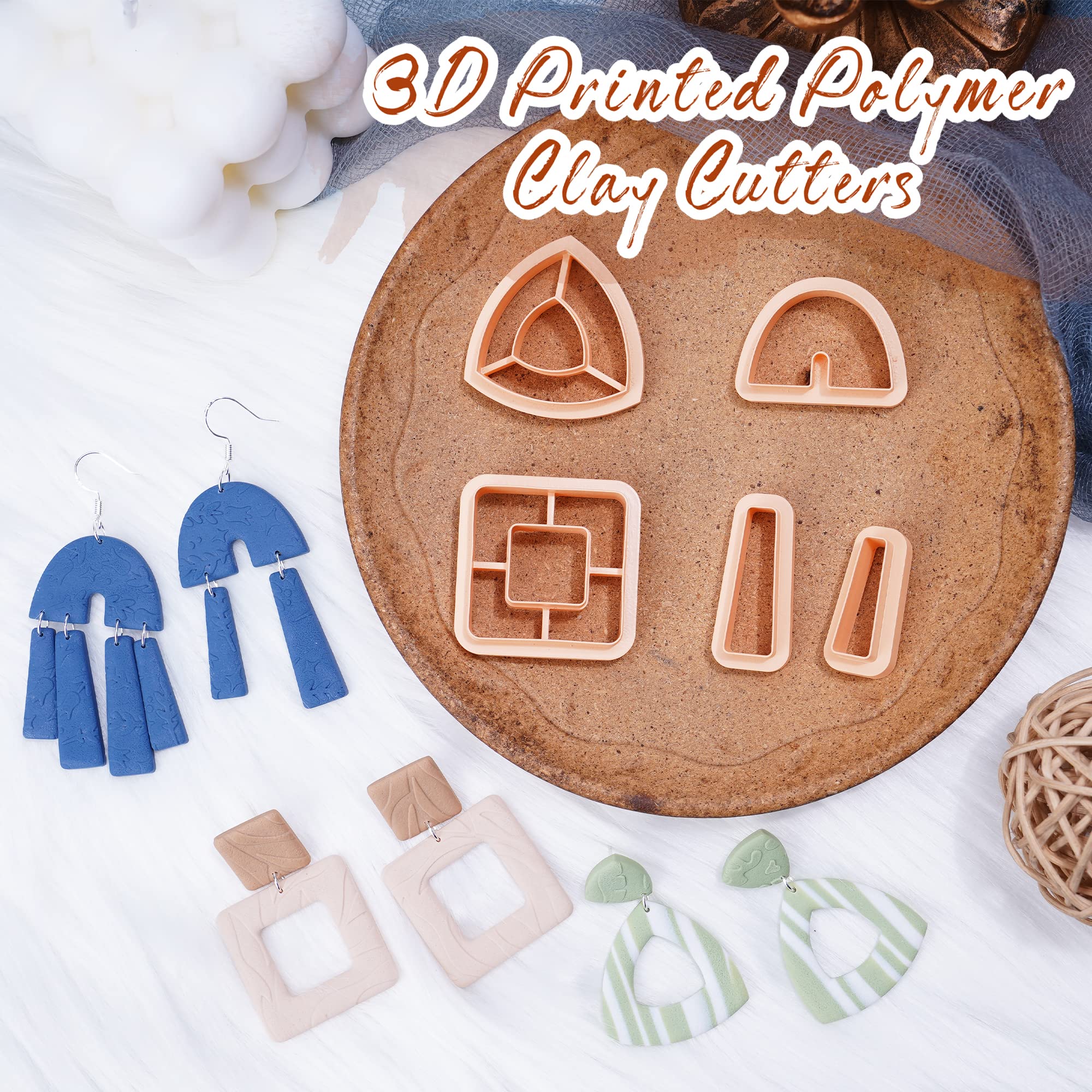 Puocaon Clay Cutters 5 Pcs Square Geometric Shaped