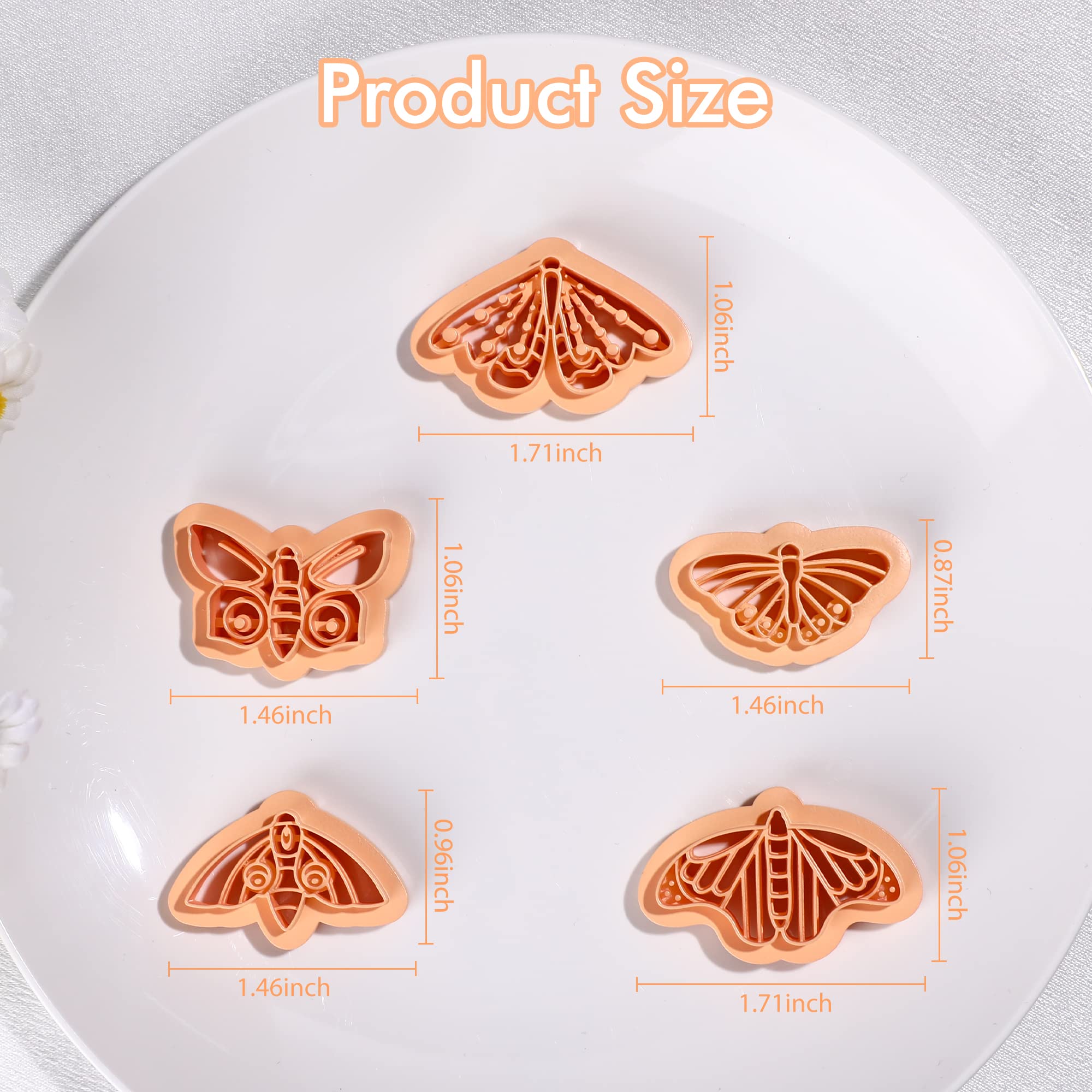 Puocaon Boho Moth Clay Cutters 5 Shapes
