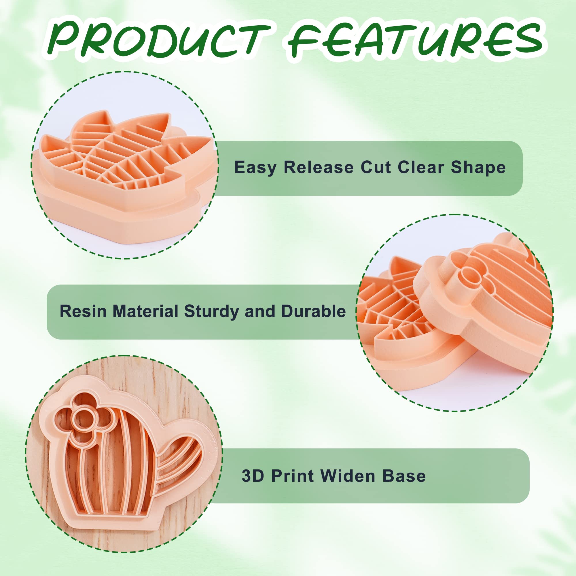 Puocaon Cactus Polymer Clay Cutters 8 Pcs