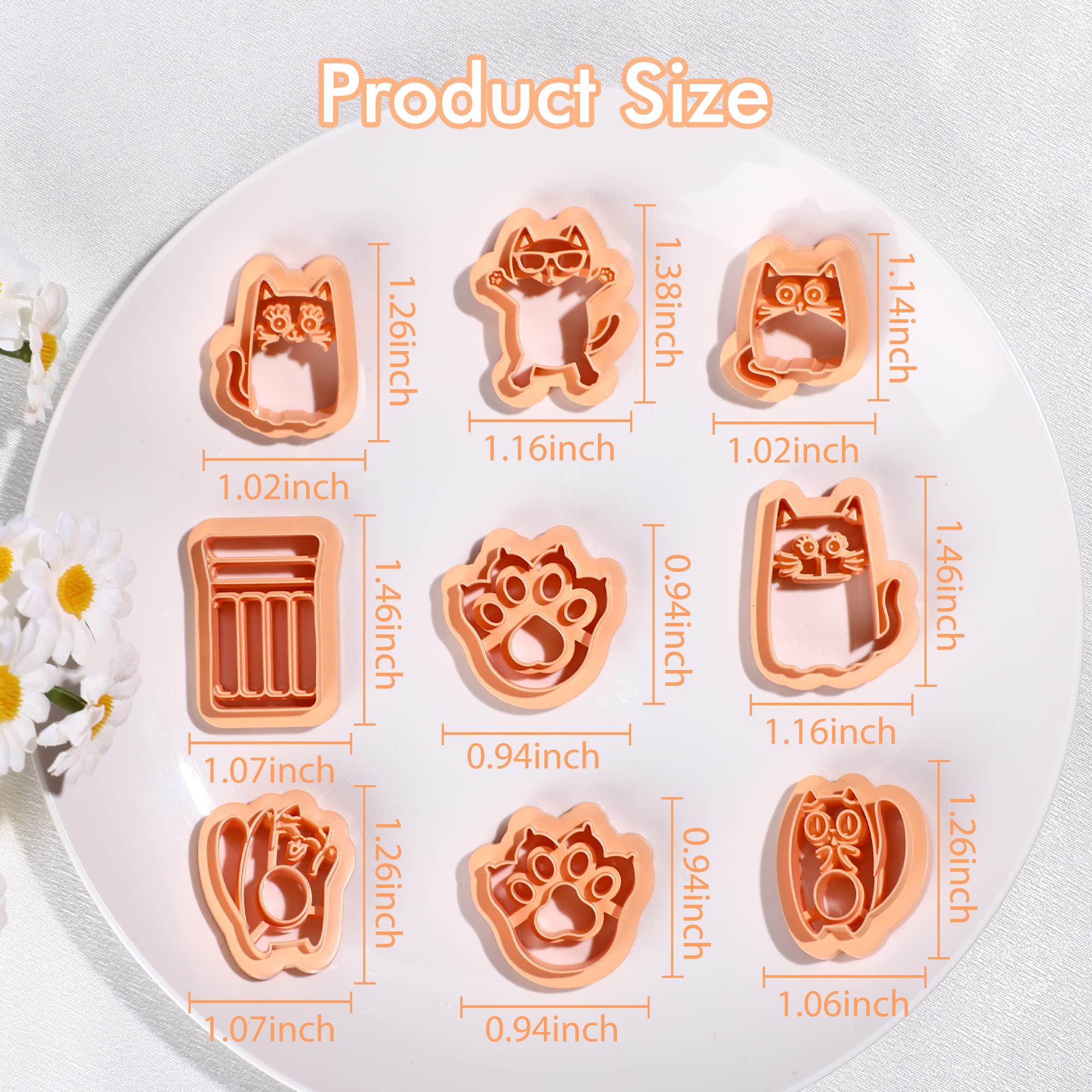 Puocaon Cute Cat Clay Cutters 10 Pcs