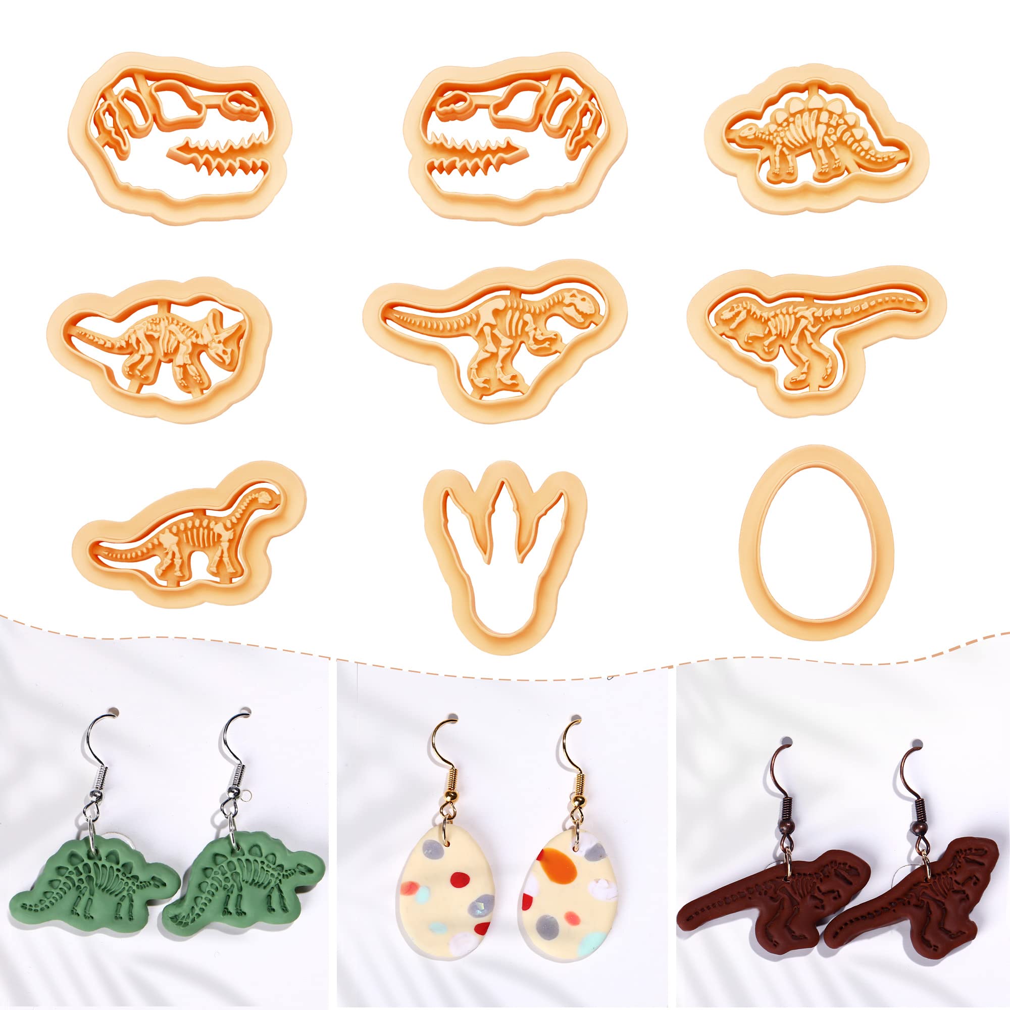 Puocaon Polymer Clay Cutters Dinosaur Fossil 9 Pcs