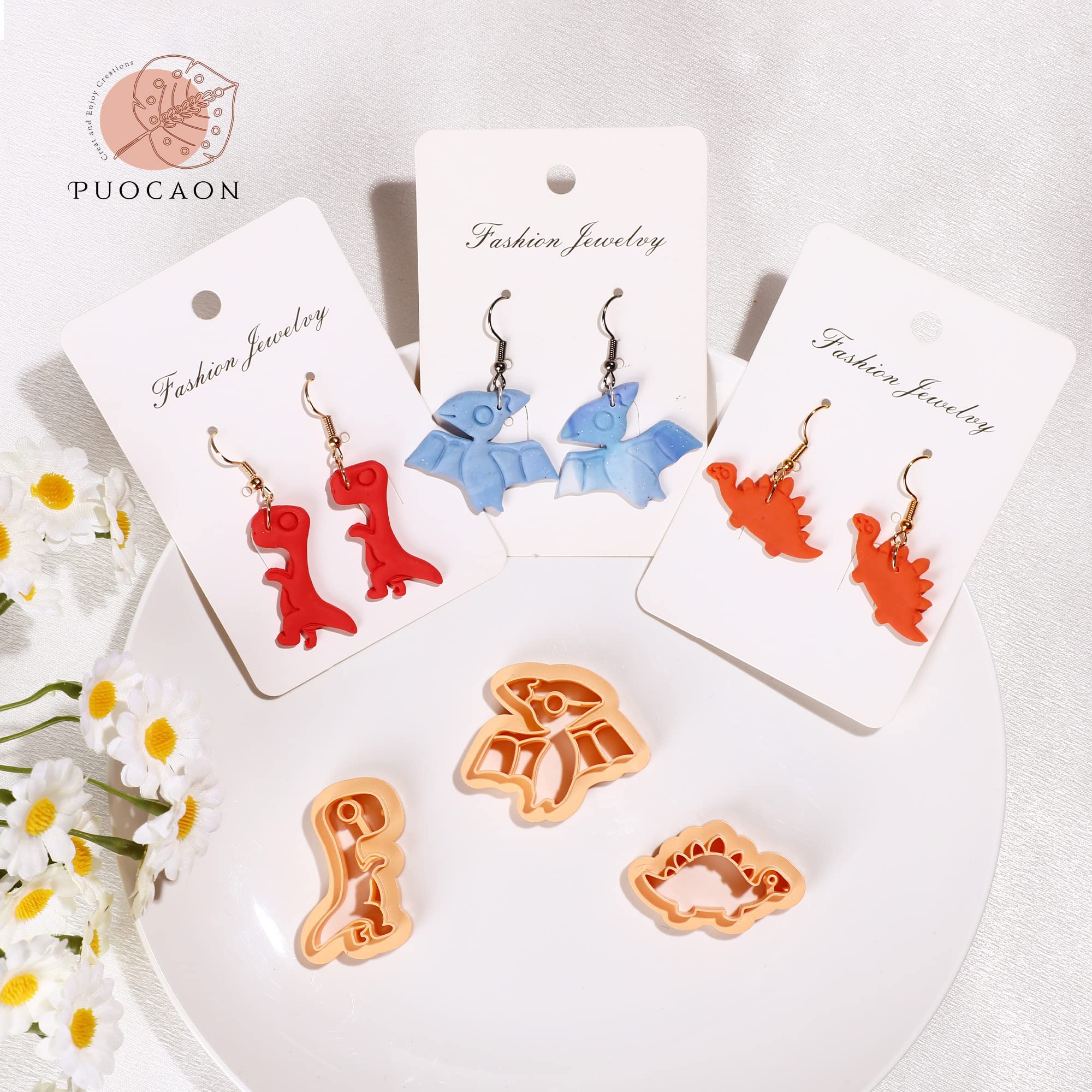 Puocaon Dinosaur Polymer Clay Cutters T-Rex 5 Shapes