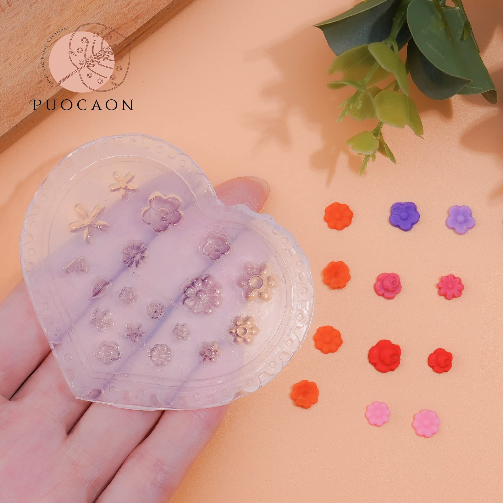 Puocaon Clay Molds Mini Fllower and Leaf Shapes 4 Pcs
