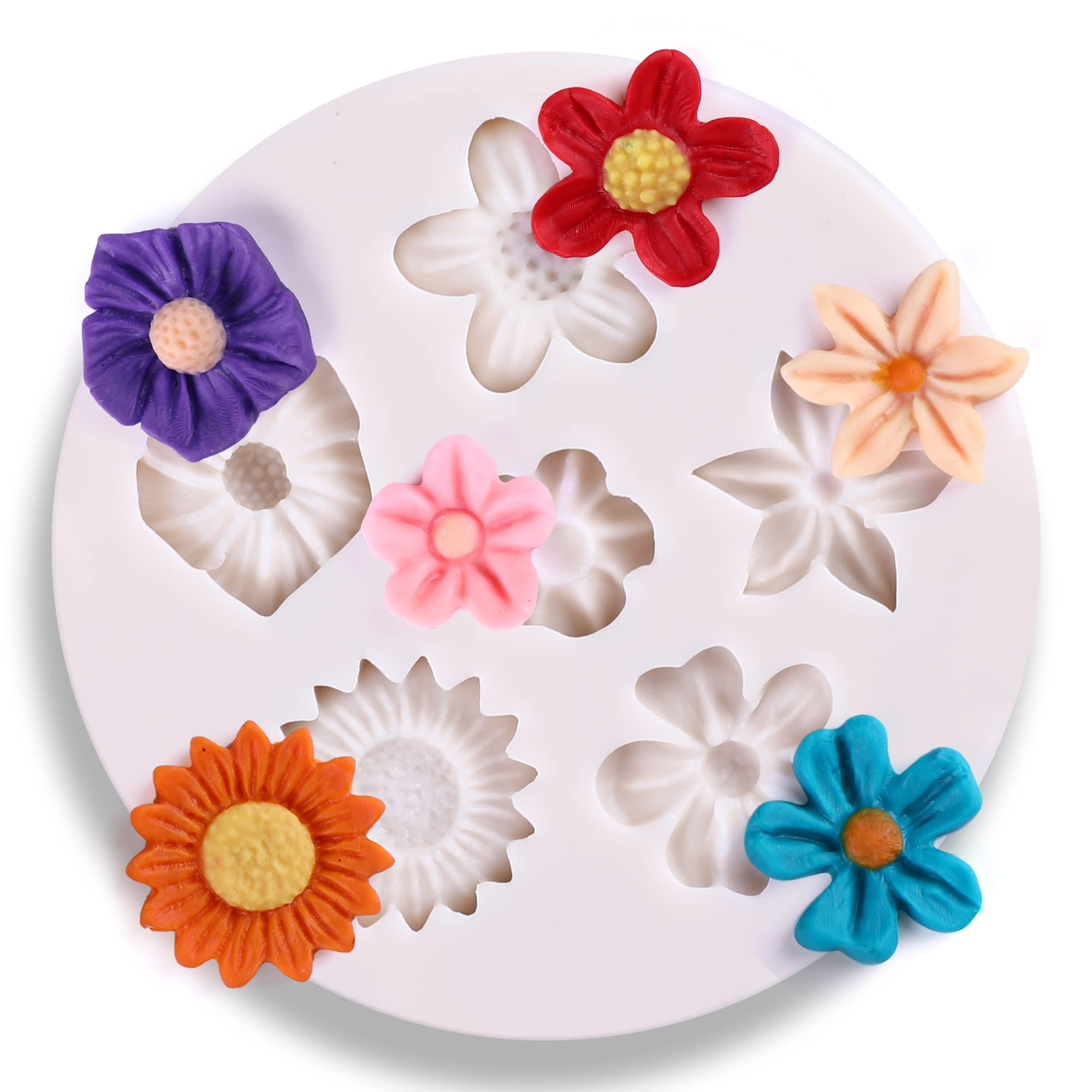 Puocaon Daisy Flower Clay Molds 6 Cavities Mini Flowers
