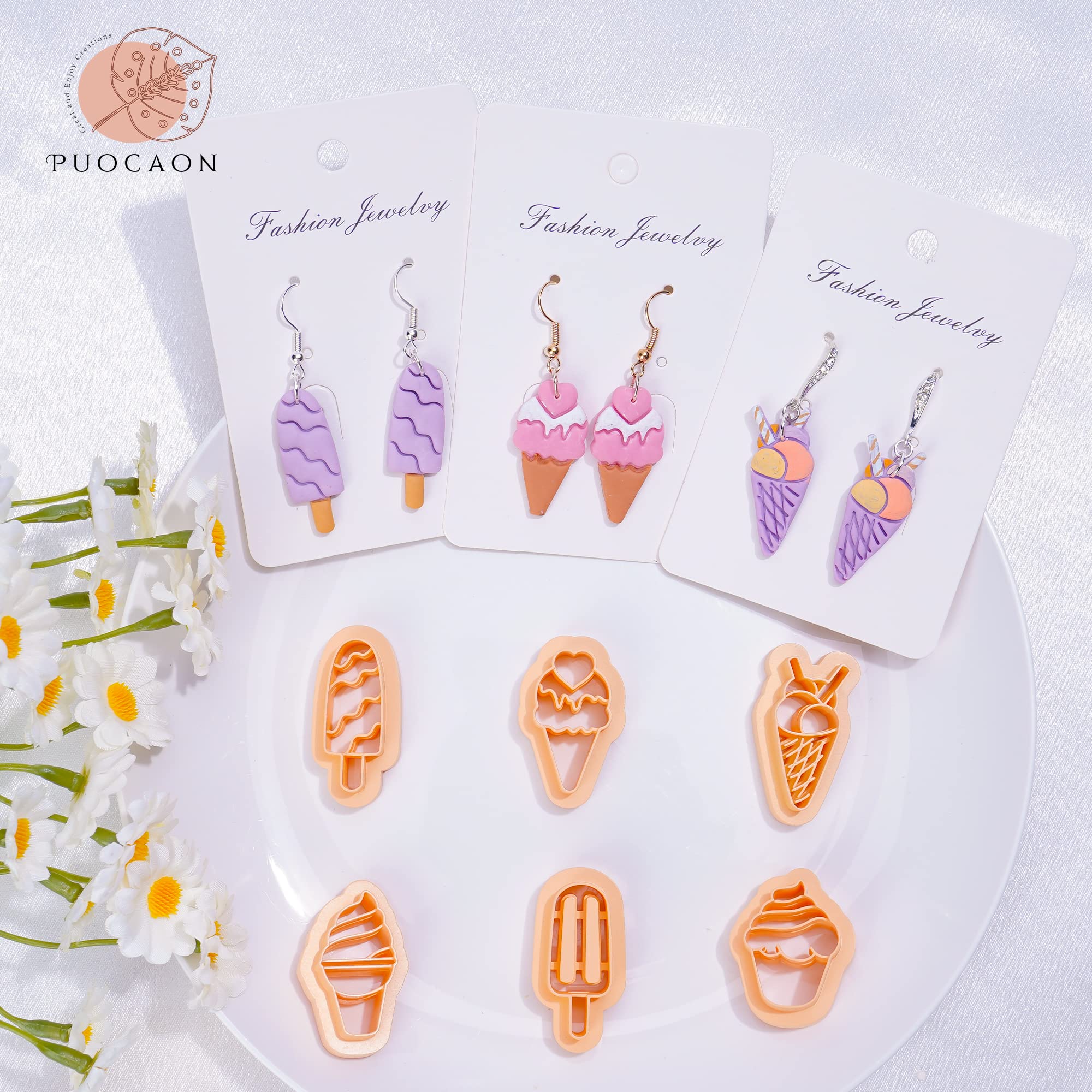 Puocaon Icecream Clay Earring Cutters 6 Shapes