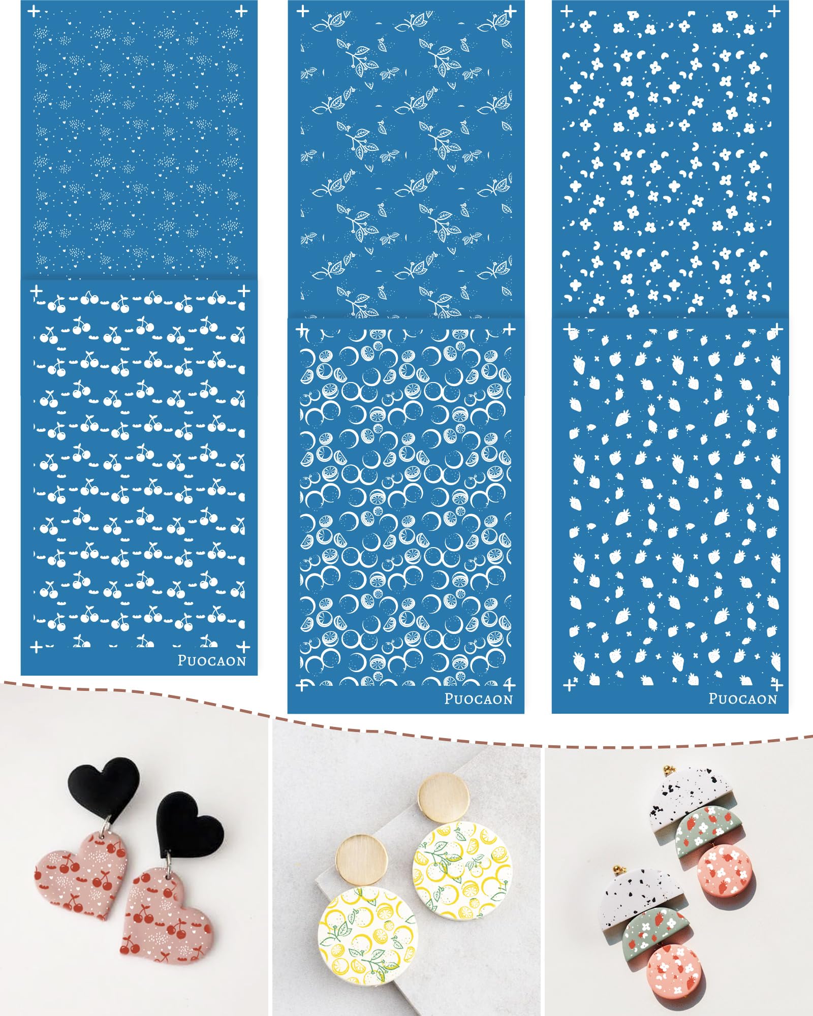 Puocaon Fruit Silk Screen Stencils  6 Pcs