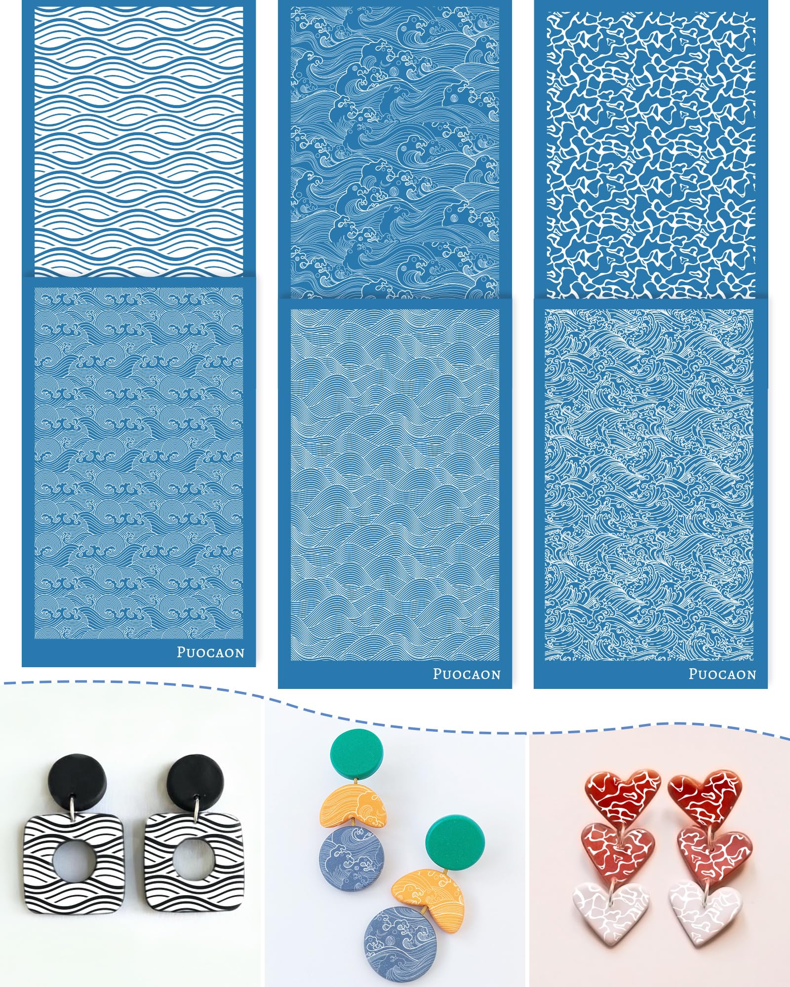 Puocaon Ocean Wave Silk Screens 6 Pcs