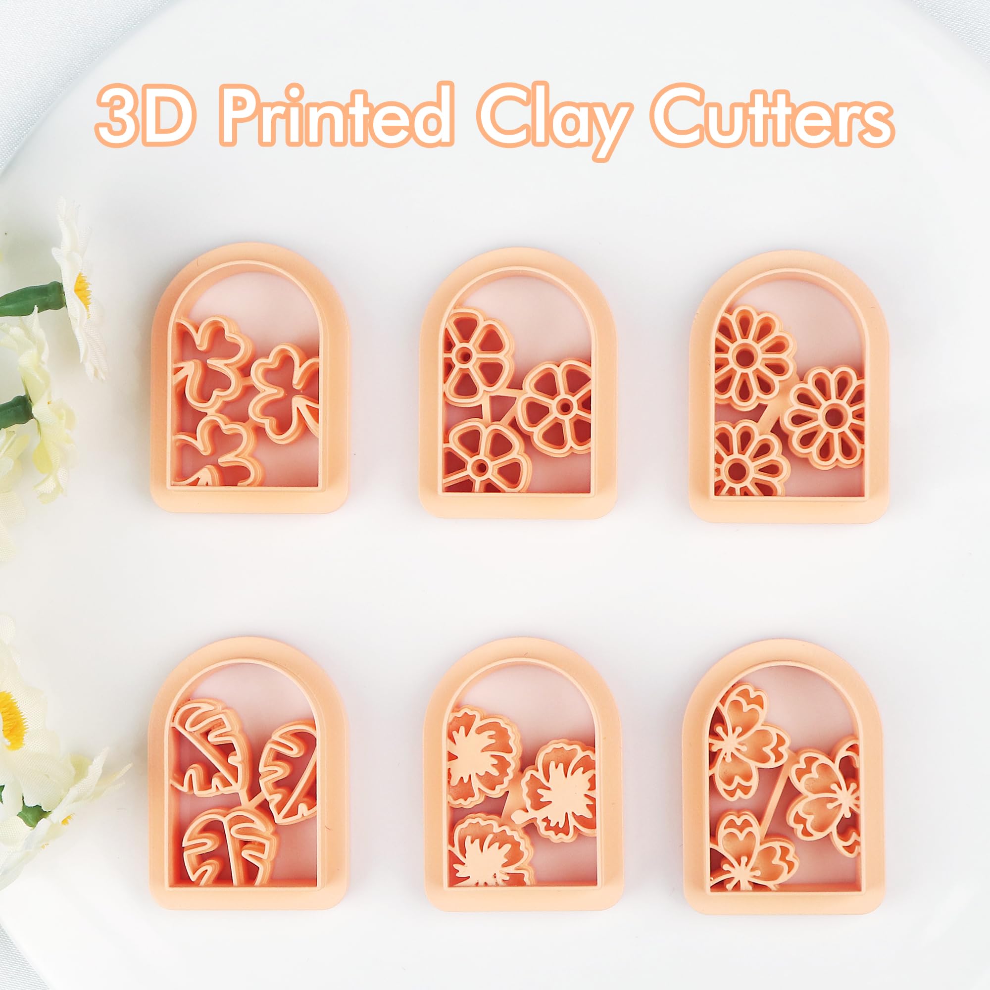 Puocaon Botanical Floral Clay Cutters 6 Pcs