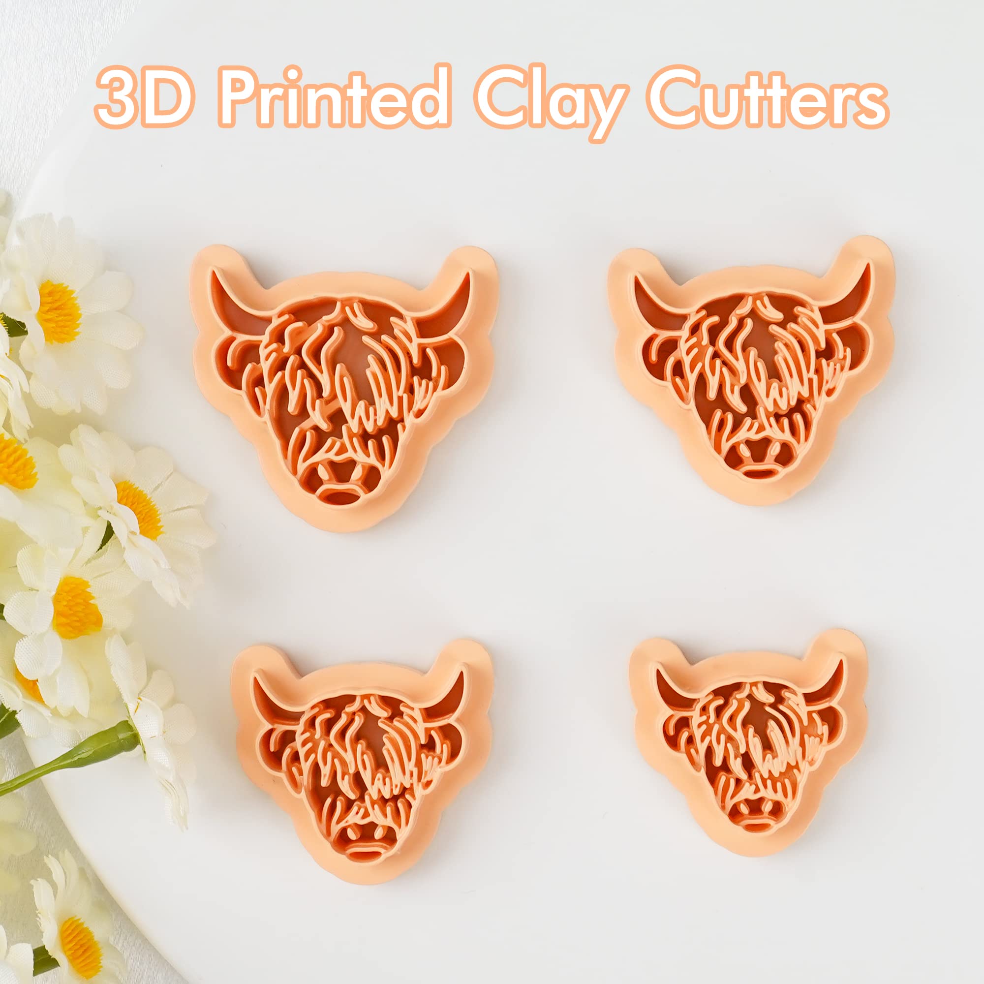 Puocaon Scotland Highland Cow Clay Cutters 4 Pcs