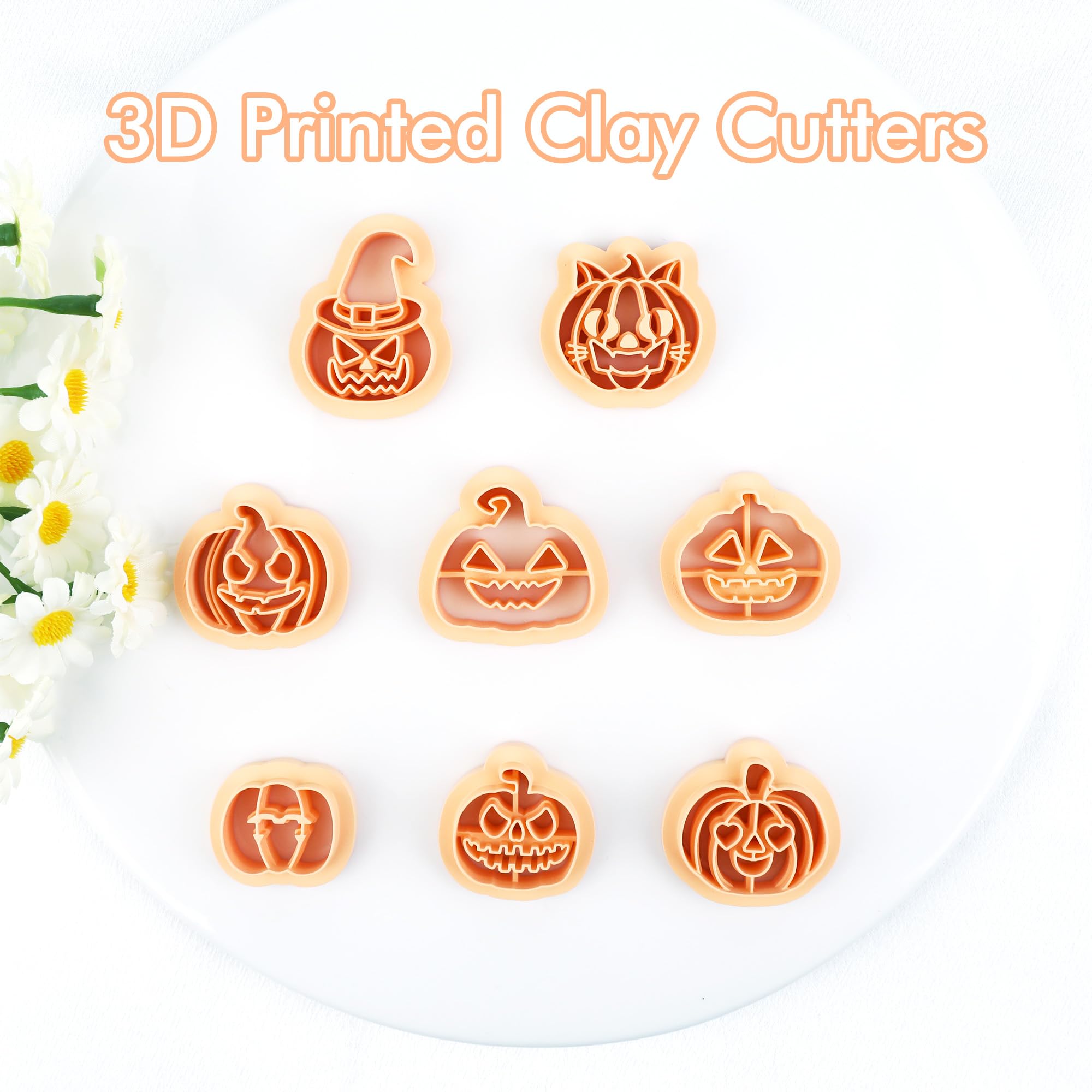 Puocaon Evil Pumpkin Clay Cutters 8 Shapes