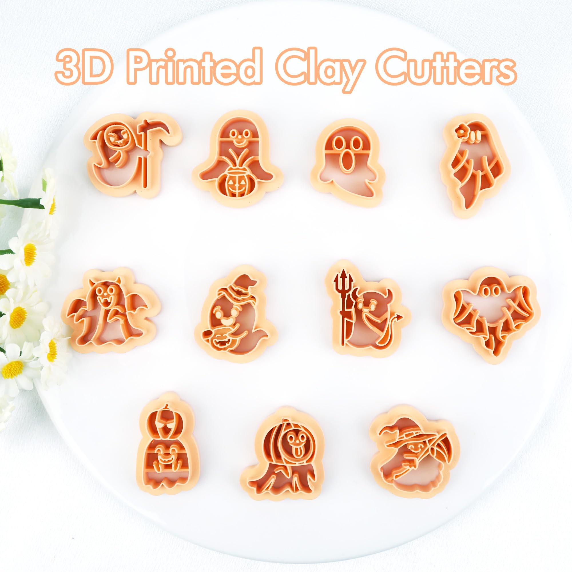 Puocaon Halloween Ghost Clay Cutters 11 Pcs