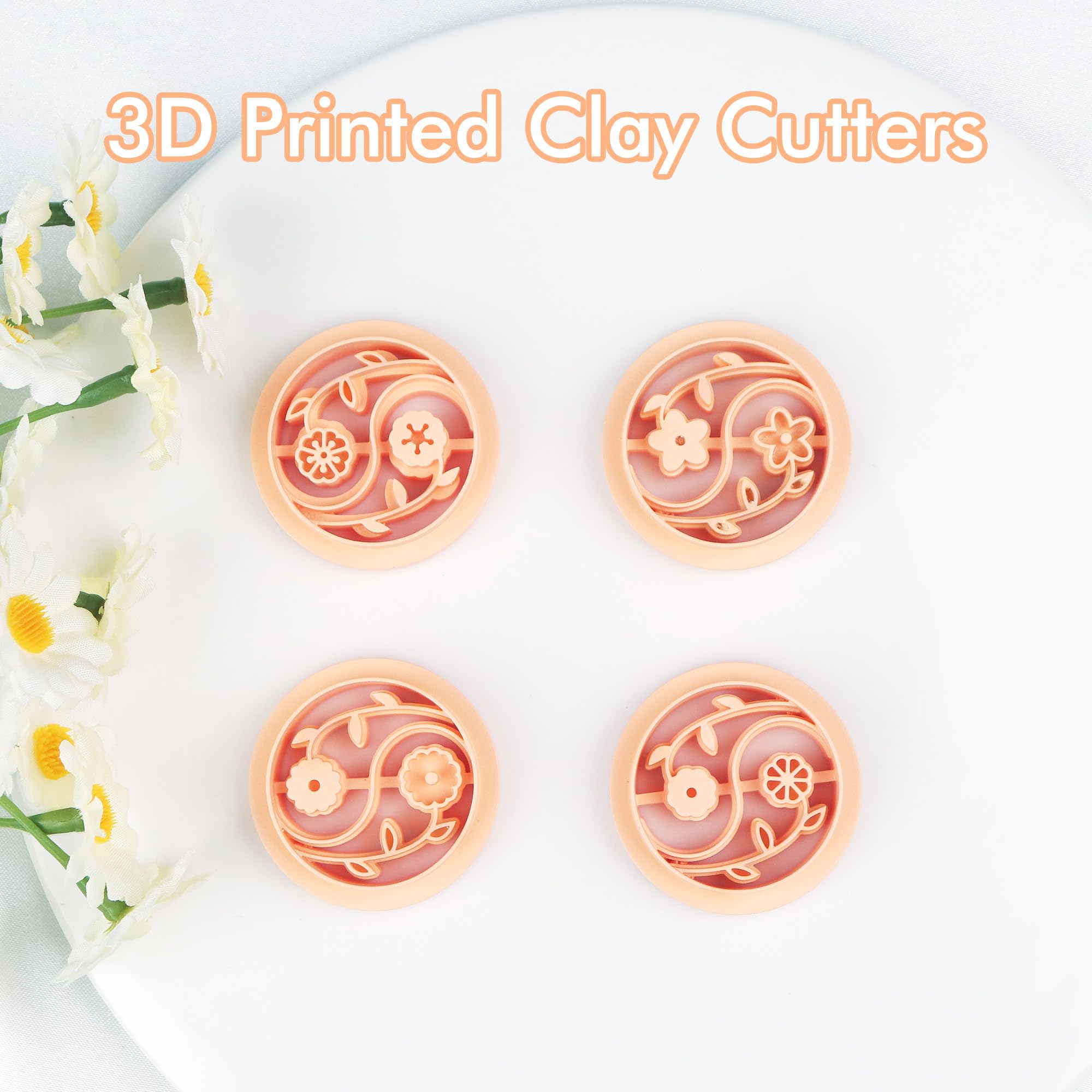 Puocaon Yin Yang Flower Polymer Clay Cutters 4 Pcs