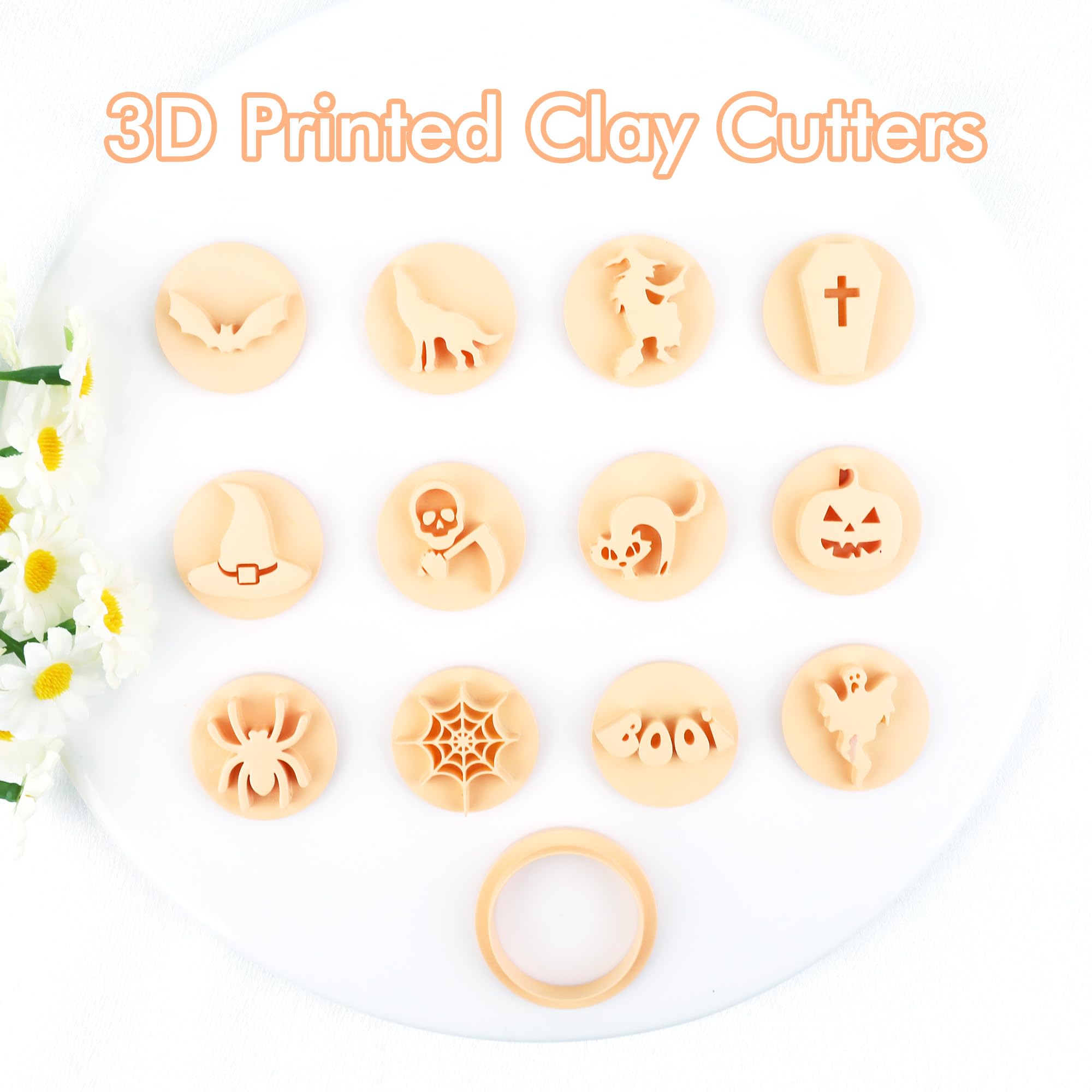 Puocaon Halloween Clay Cutters Stamps 12 Pcs