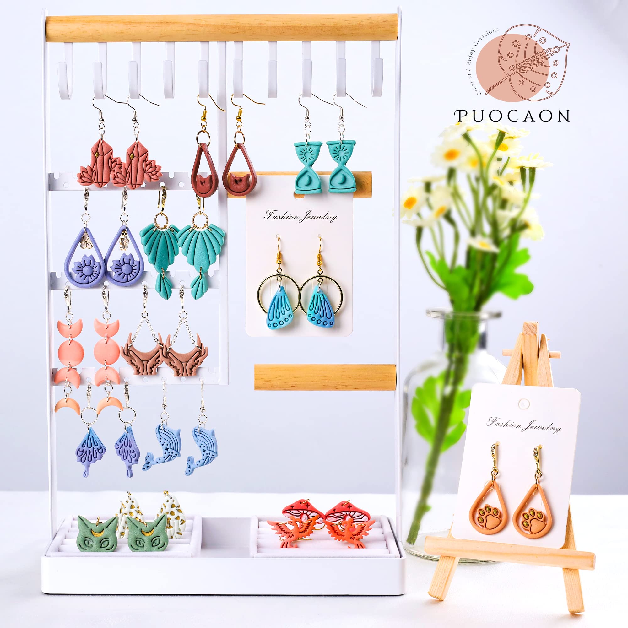 Puocaon Polymer Clay Cutters 6 Pcs Boho Teardrop Floral Cutters