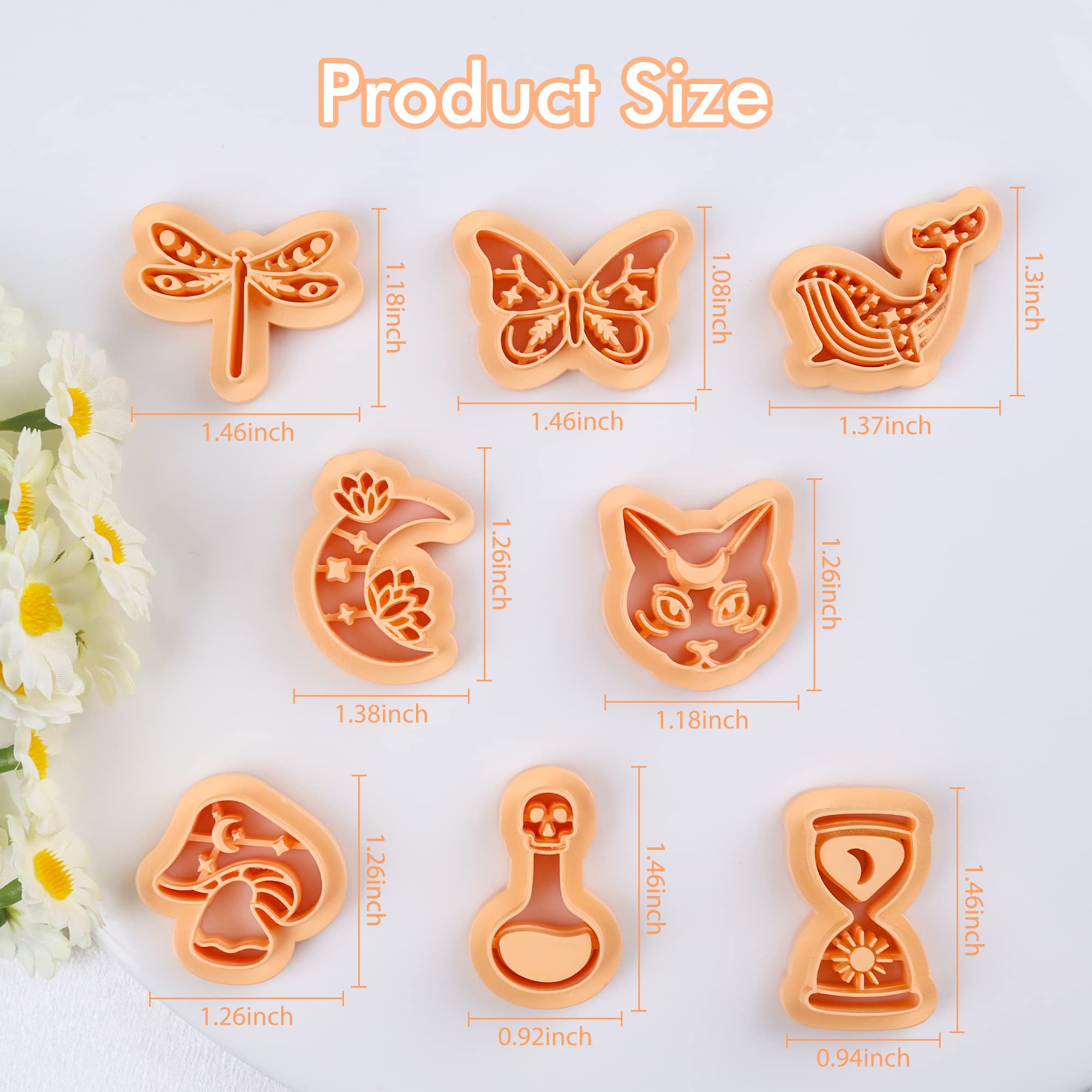 Puocaon Mystic Cats Polymer Clay Cutters 8 Pcs Boho Clay Earring Cutters