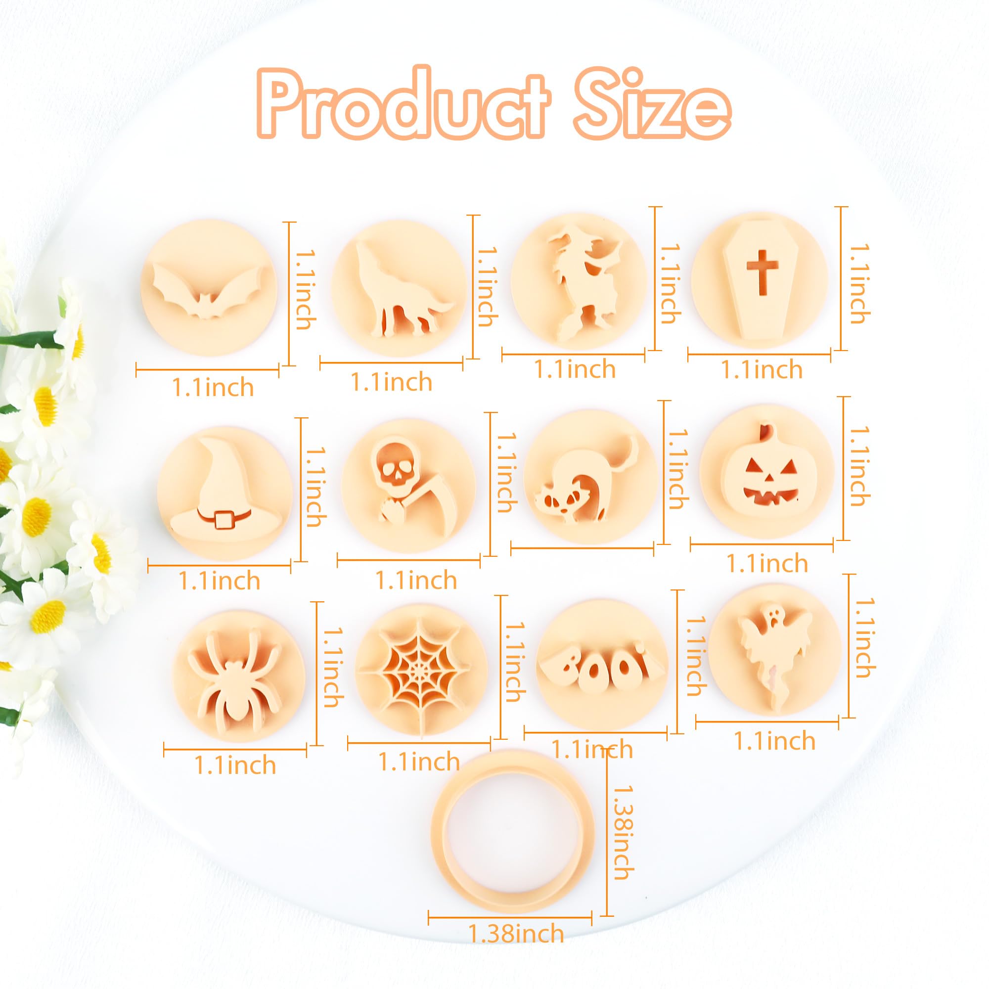 Puocaon Halloween Clay Cutters Stamps 12 Pcs