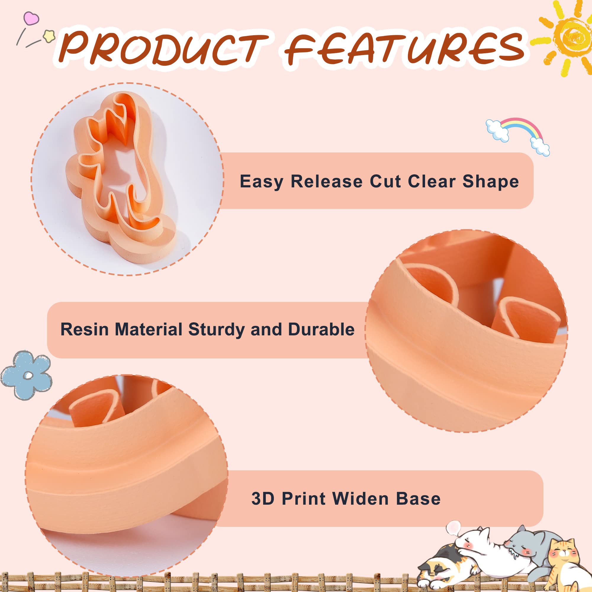 Puocaon Cat Polymer Clay Cutters 9 Shapes