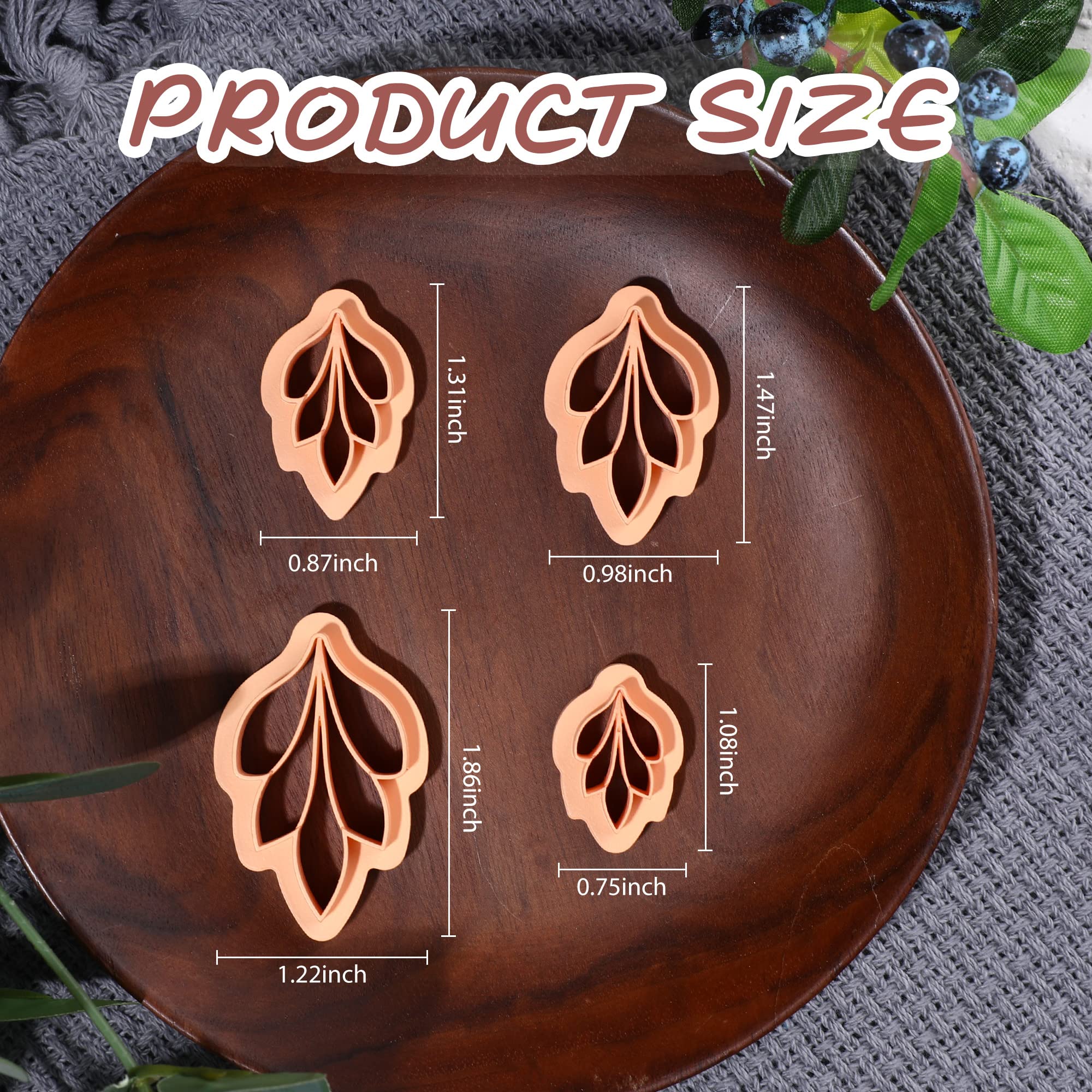 Puocaon Polymer Clay Cutters 4 pcs Autumn Leaves