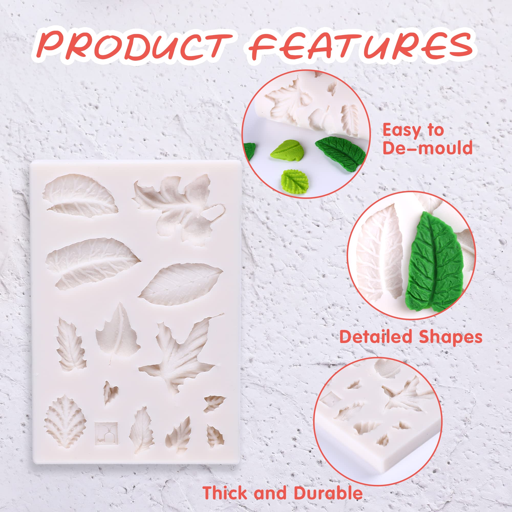 Puocaon Polymer Clay Molds 14 Cavities Tropical Leaves