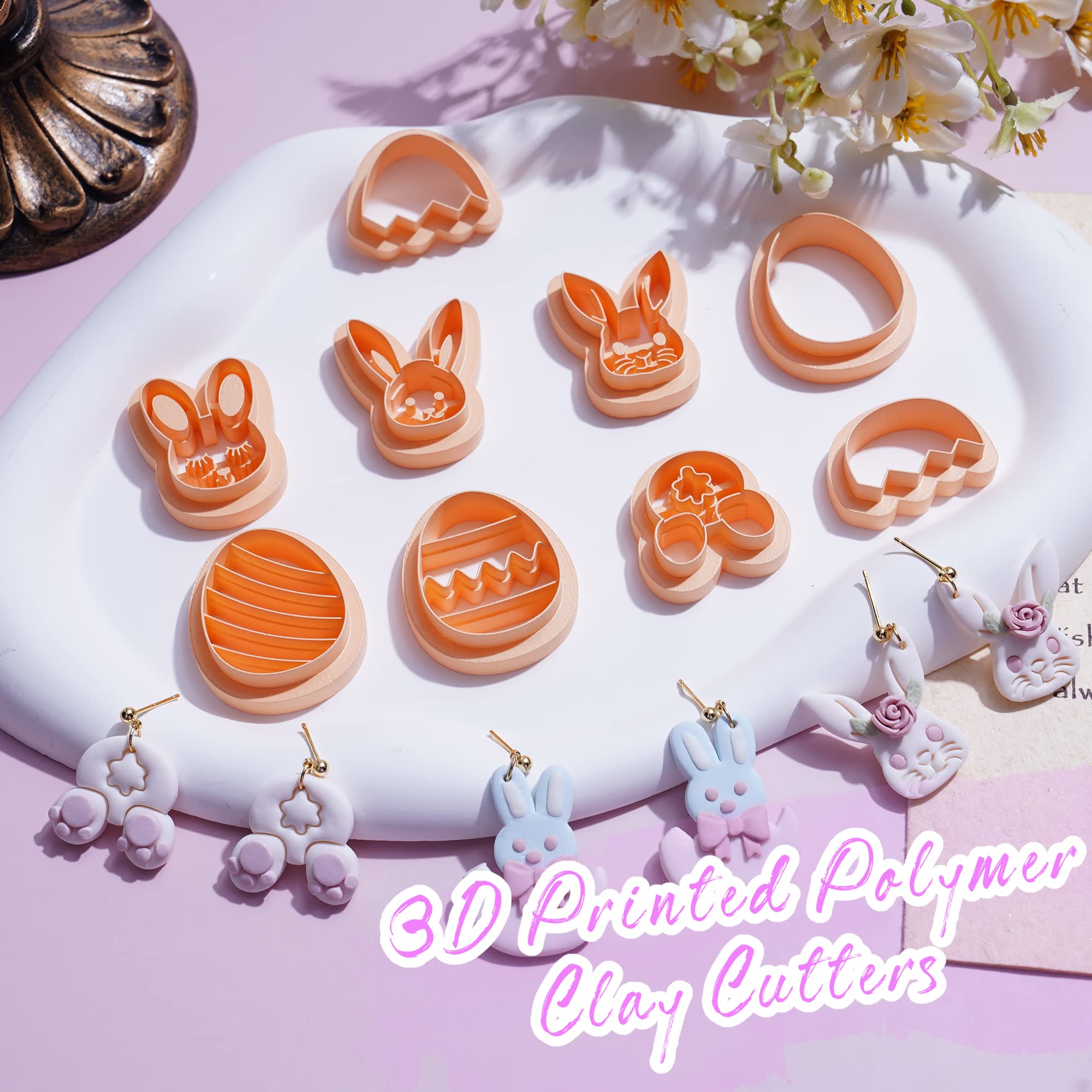 Puocaon Clay Cutters  9Pcs Easter Eggs  Rabbit Bunny