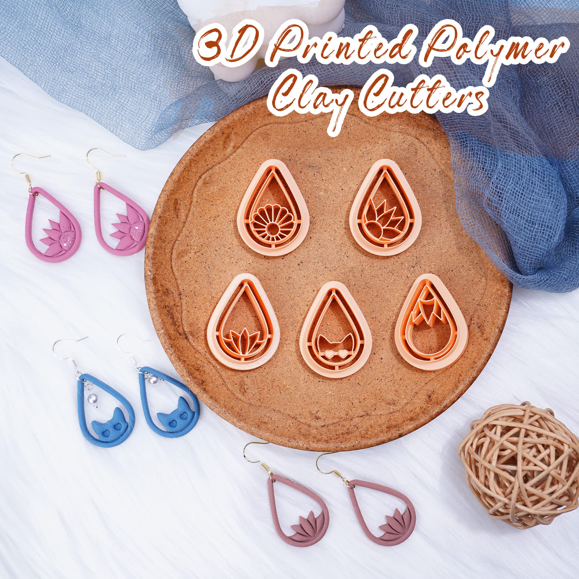 Puocaon Polymer Clay Cutters 5 Shapes Teardrop Sunflower