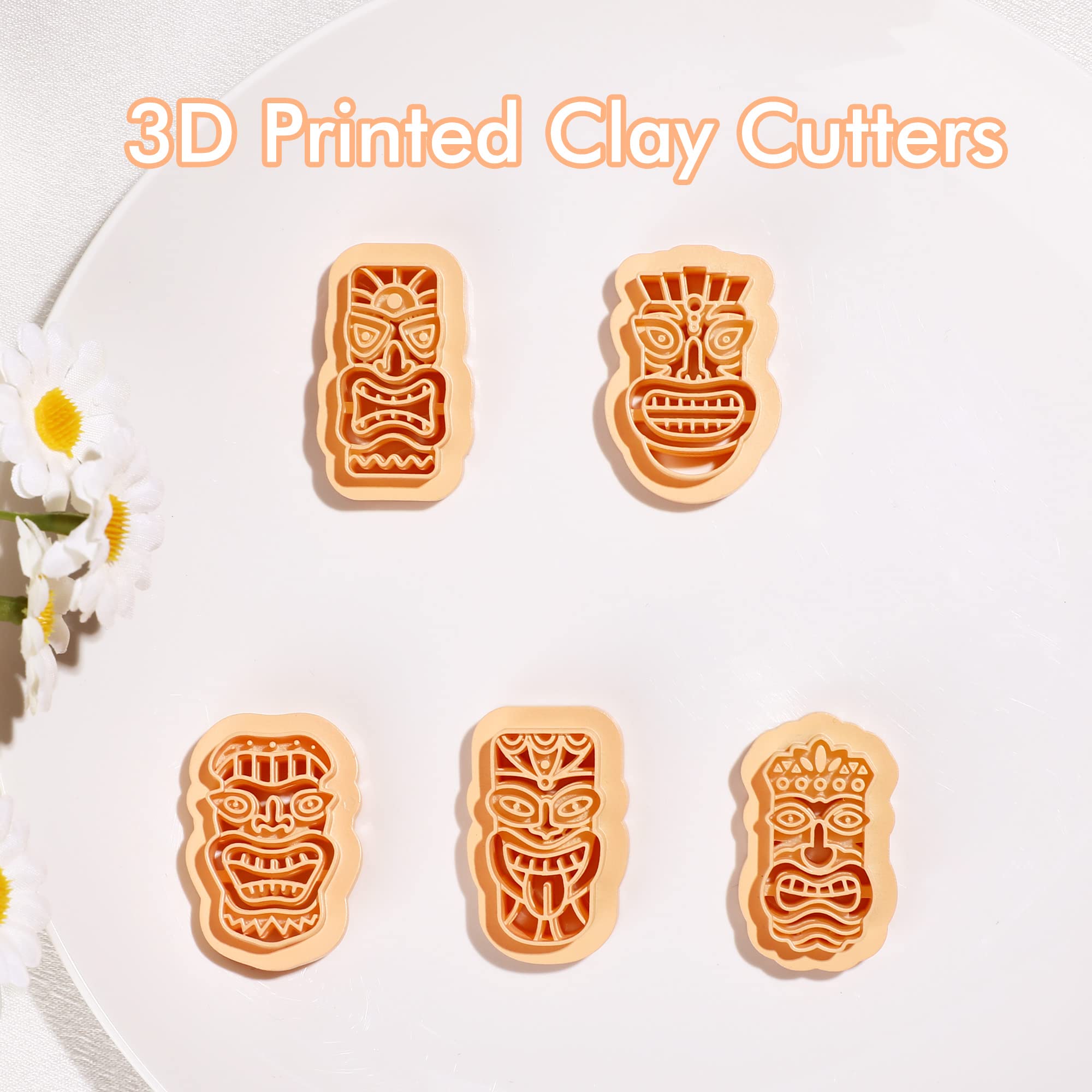 Puocaon Polymer Clay Cutters Hawaii Tiki Head 5Pcs