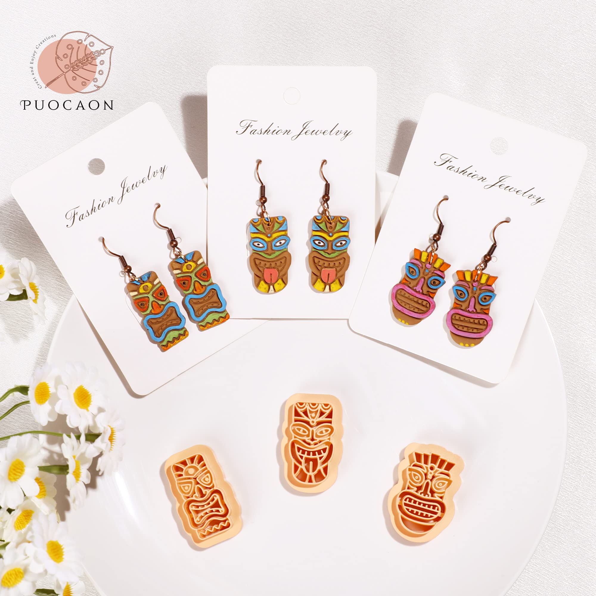 Puocaon Polymer Clay Cutters Hawaii Tiki Head 5Pcs