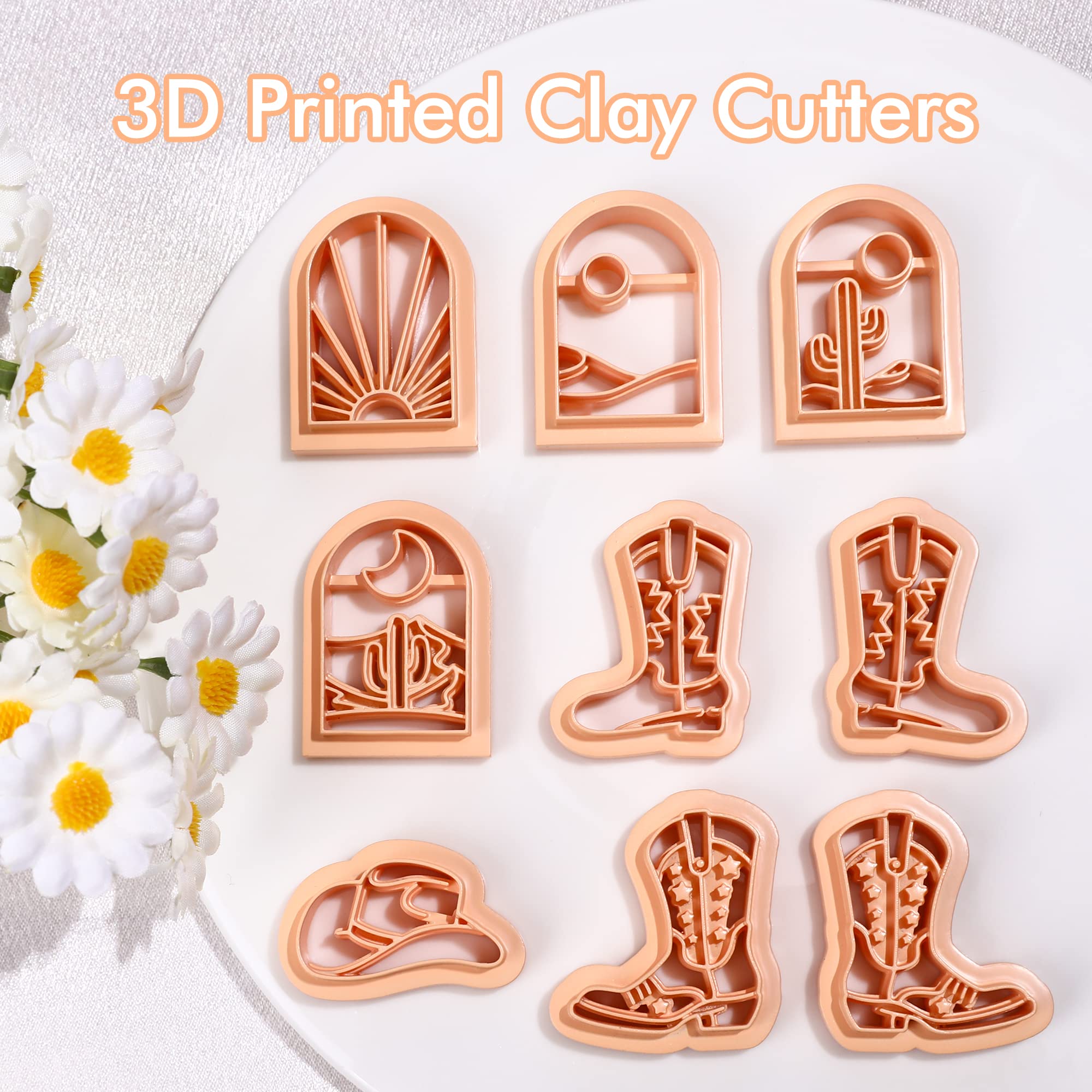 Puocaon Cowboy Boot Clay Cutters 9 Pcs