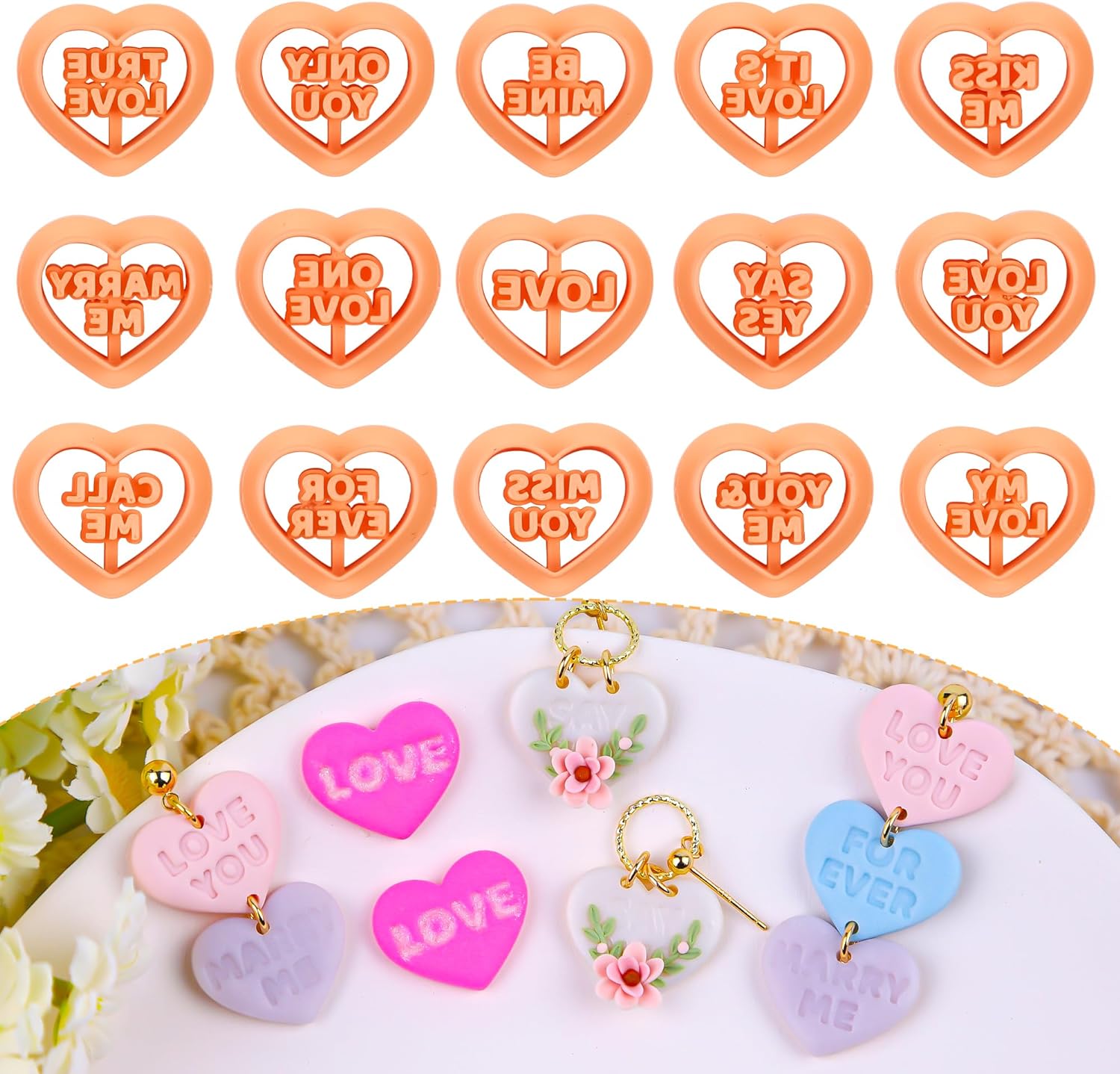 Puocaon Letters Valentines Clay Cutters 15 Pcs