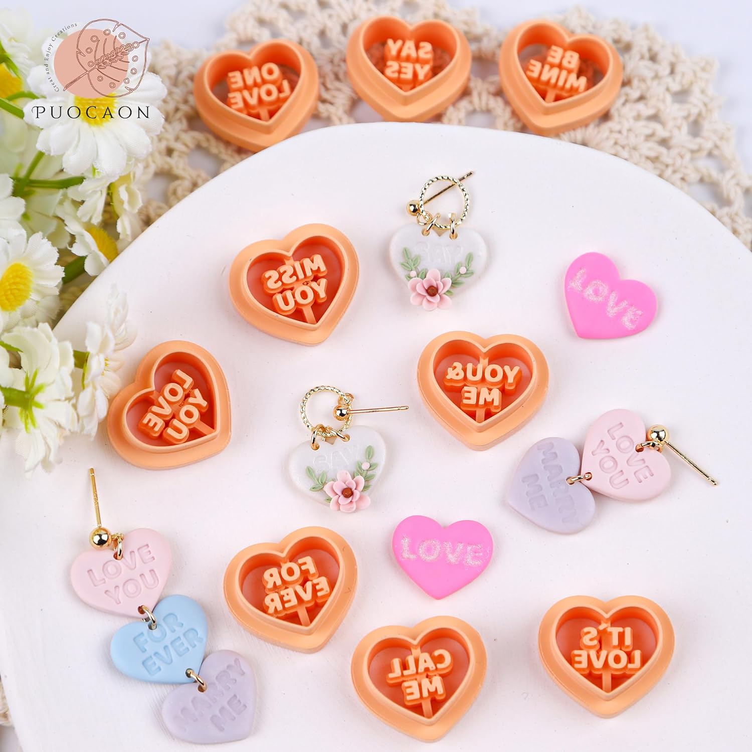 Puocaon Letters Valentines Clay Cutters 15 Pcs